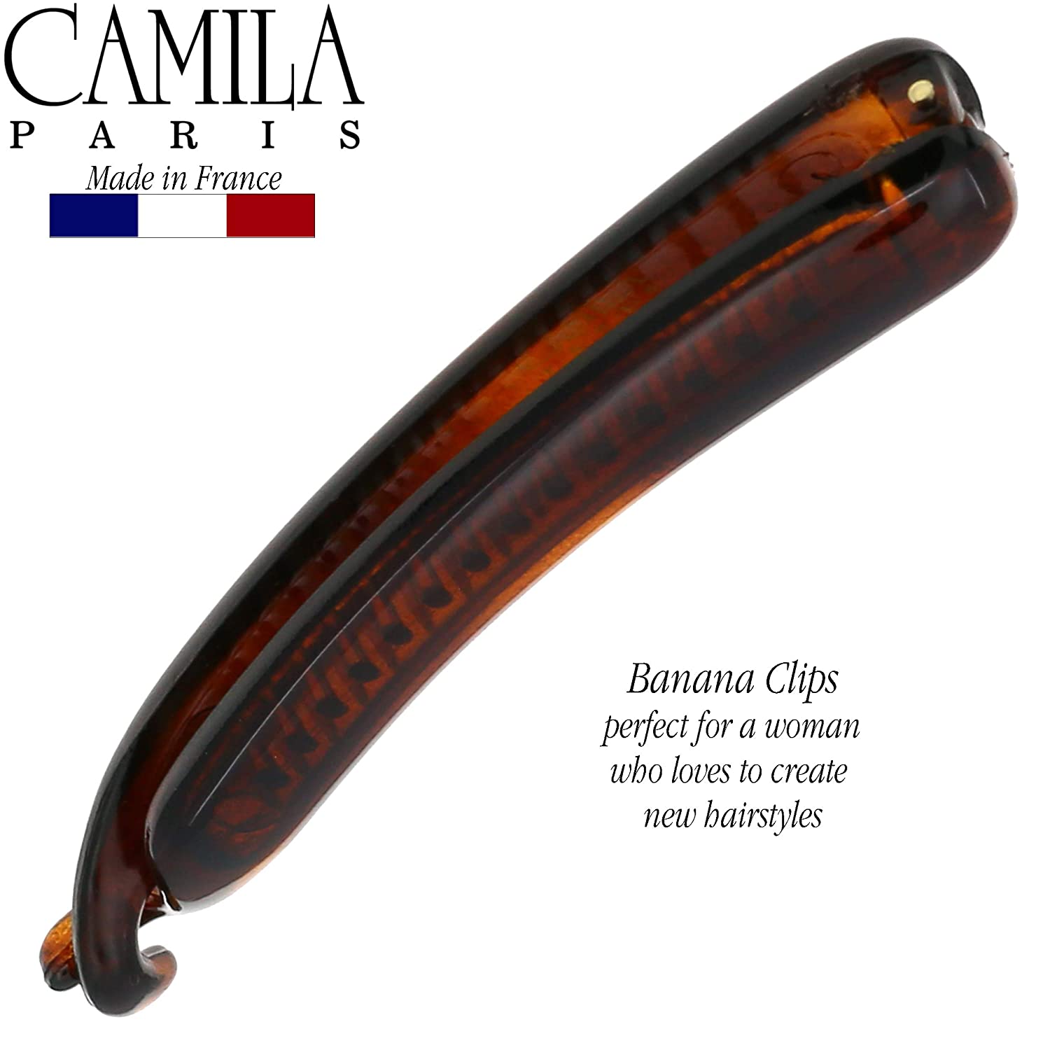 Camila Paris Brown French banana clip cellulose acetate