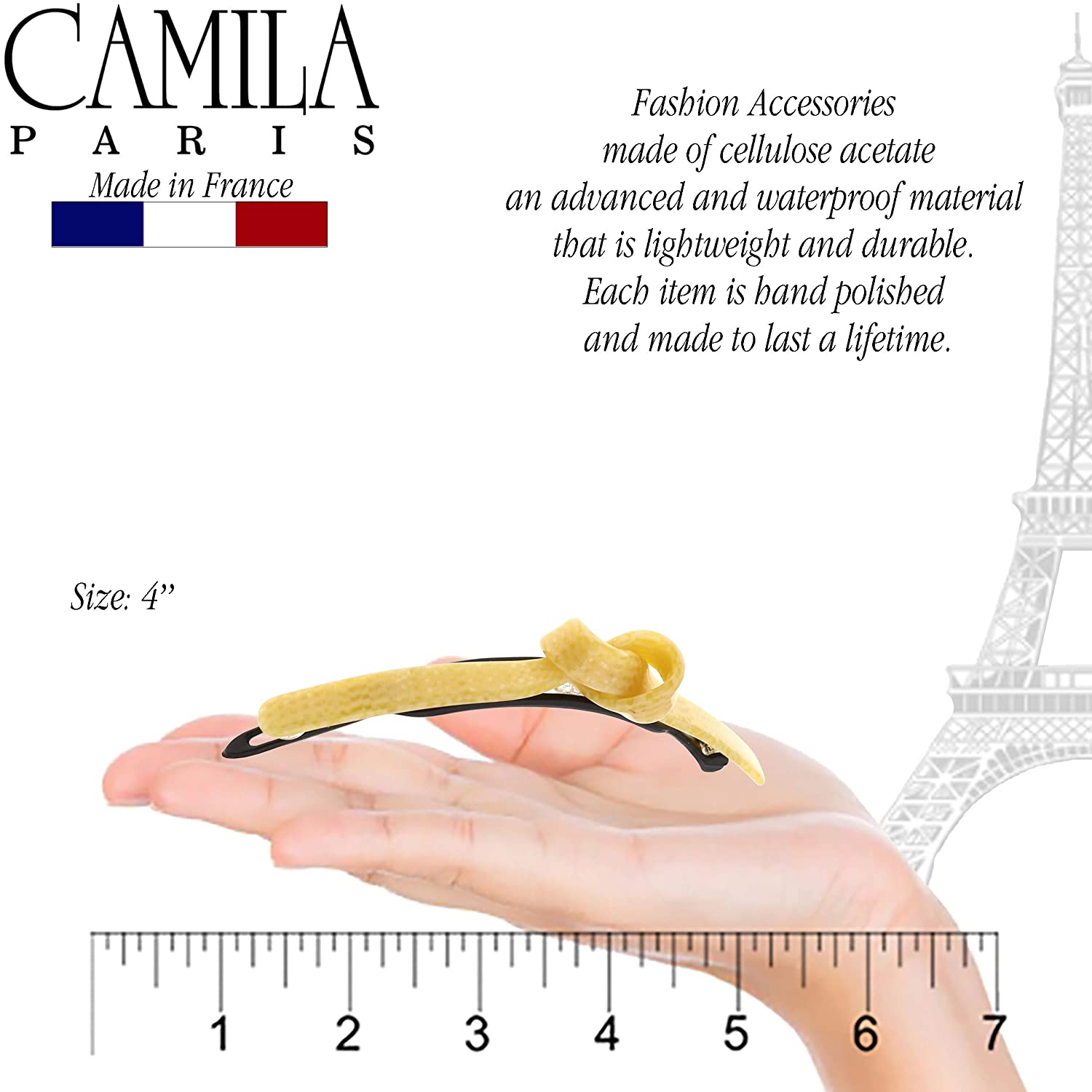 Camila Paris Metal-Free French barrette cellulose acetate handmade