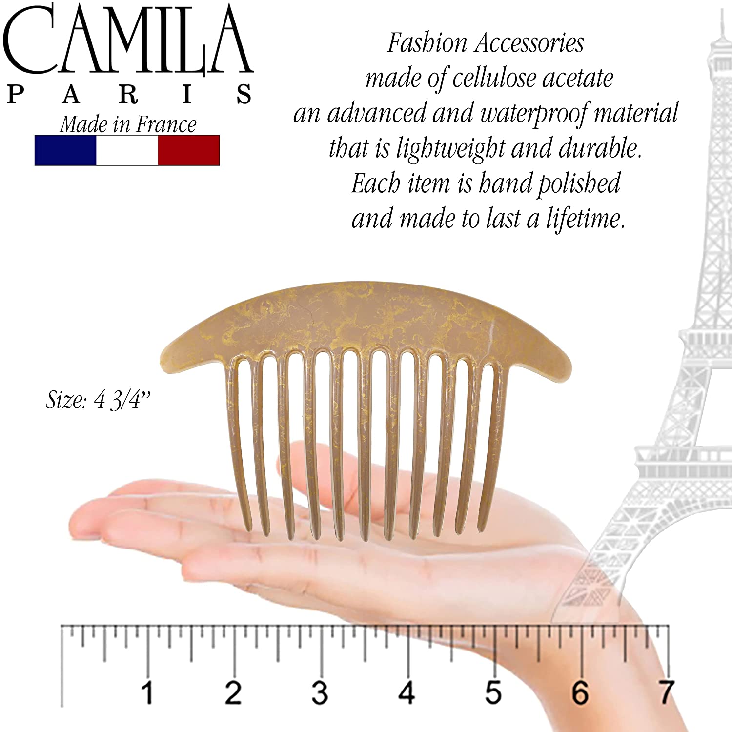Camila Paris Detangling French side comb cellulose acetate