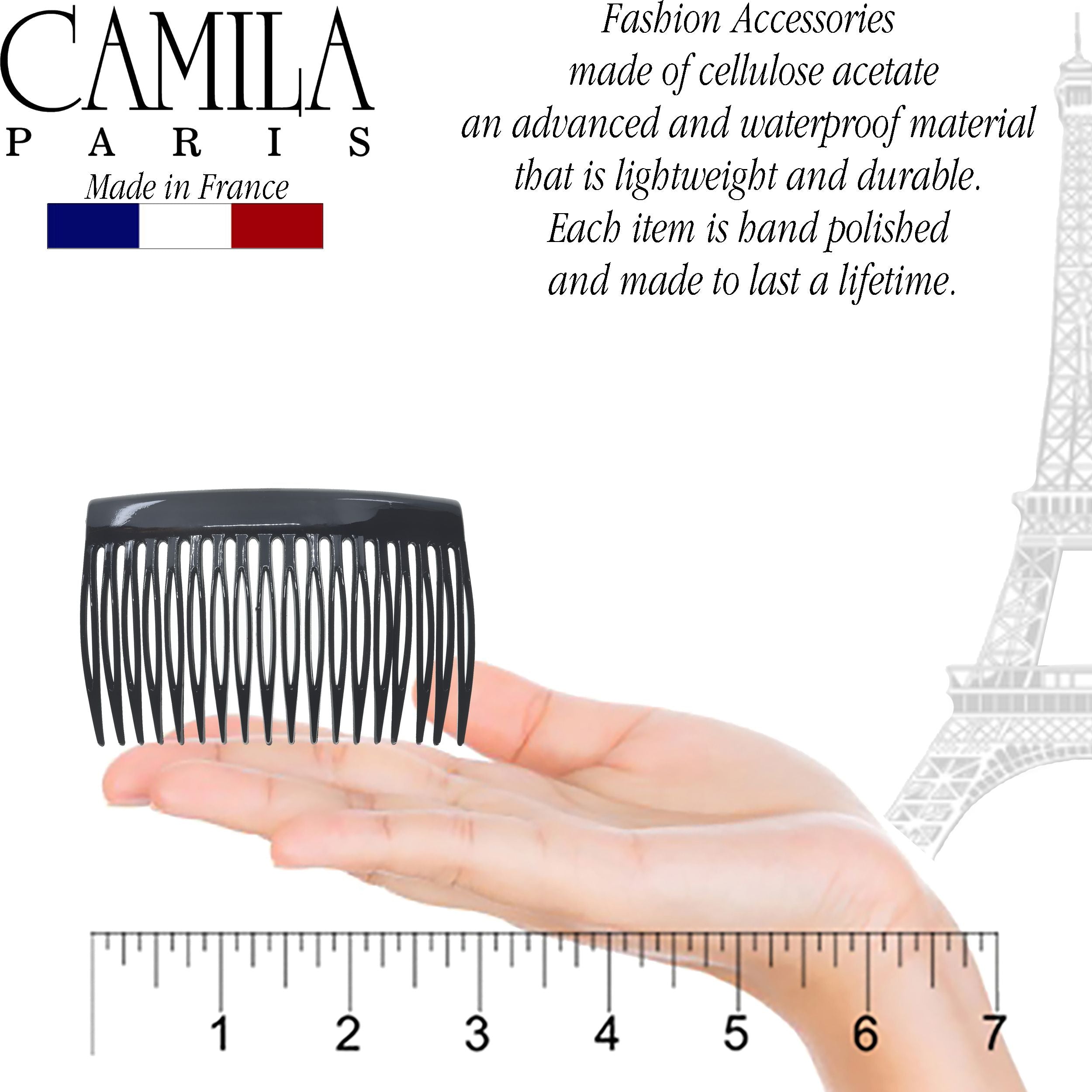 Camila Paris 2.75 Inch Detangling French side comb cellulose acetate