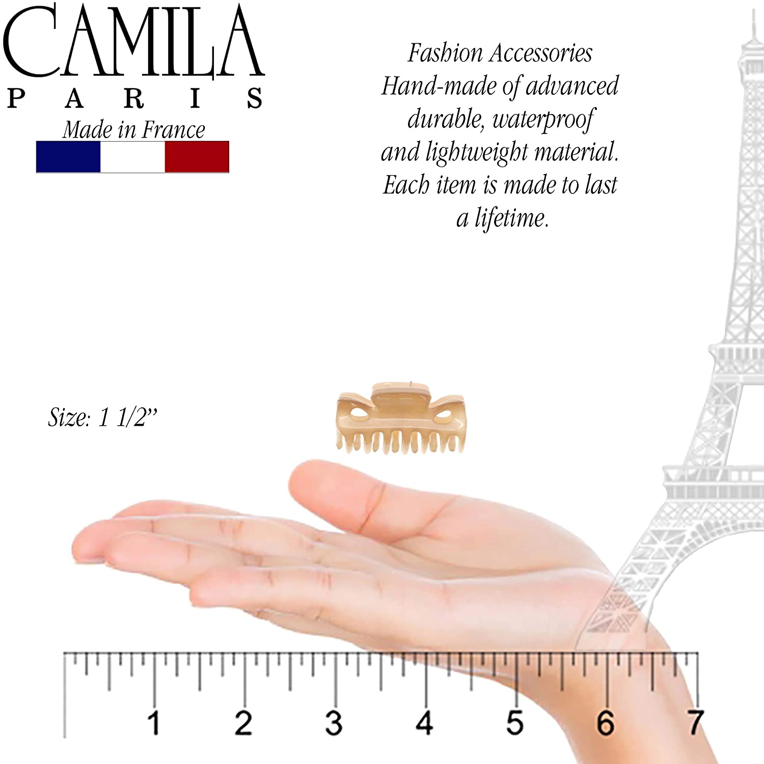 Camila Paris Cream Elizabeth French hair clip cellulose acetate