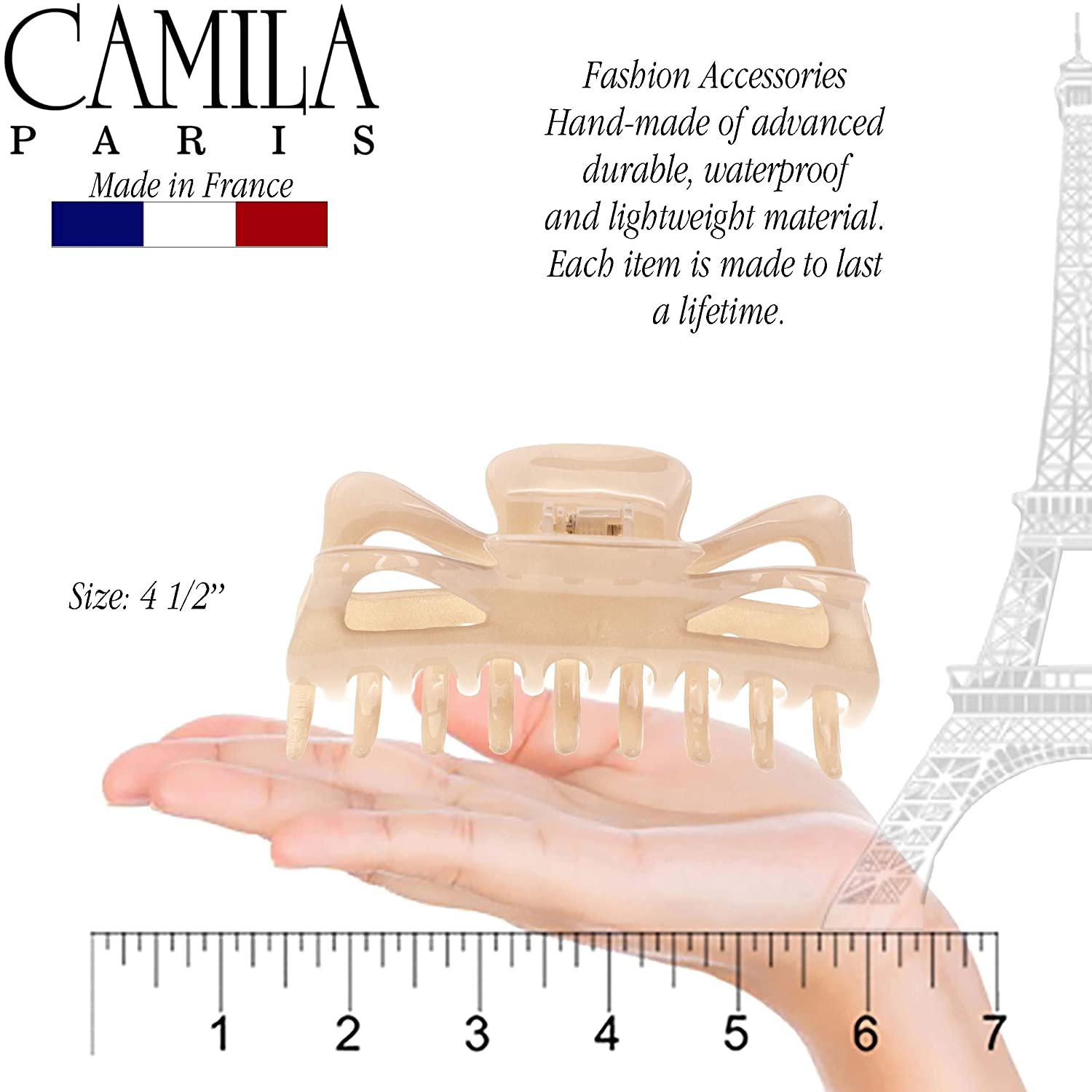 Camila Paris 3.5 Inch Elizabeth French hair clip cellulose acetate
