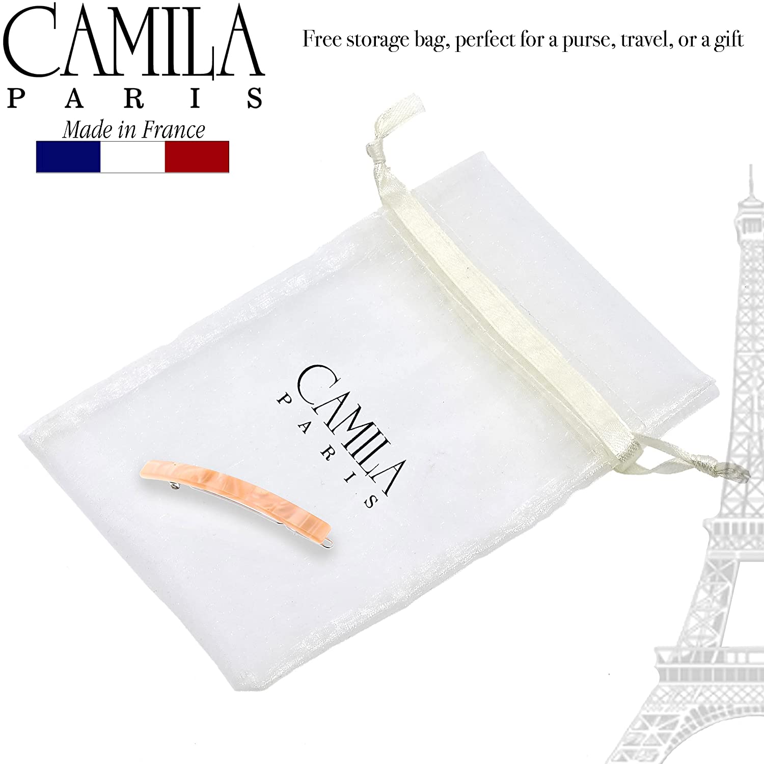 Camila Paris Gray French barrette cellulose acetate