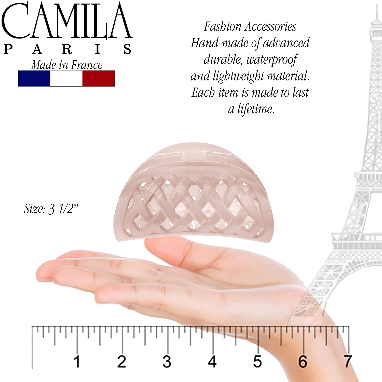 Camila Paris Spring Covered French hair clip cellulose acetate