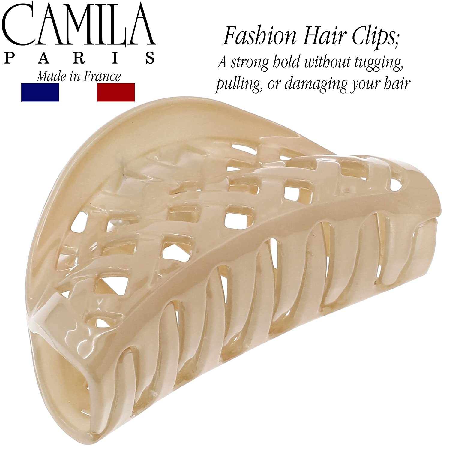 Camila Paris 2.75 Inch Spring Covered French hair clip cellulose acetate