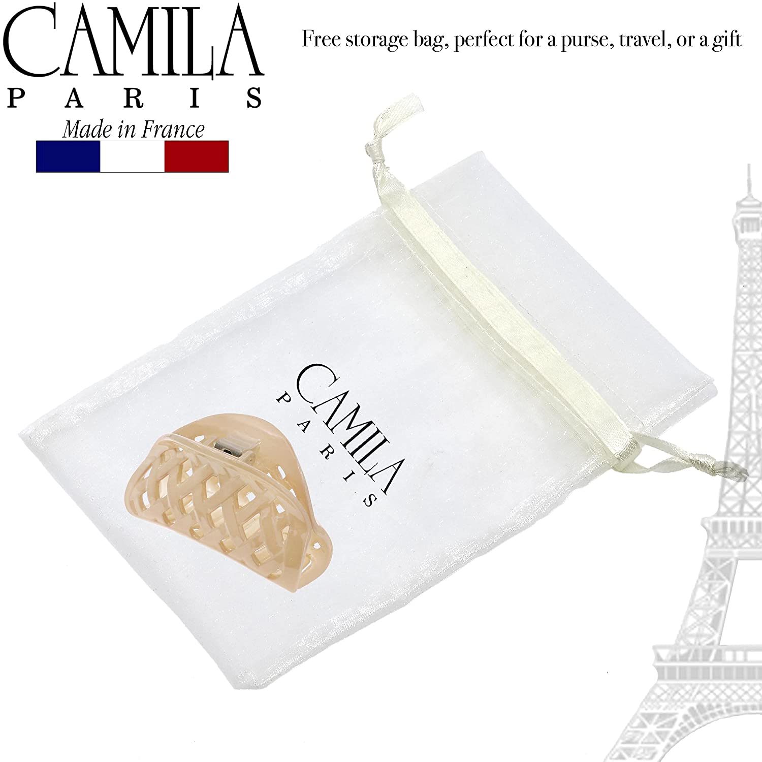 Camila Paris 2.75 Inch Spring Covered French hair clip cellulose acetate