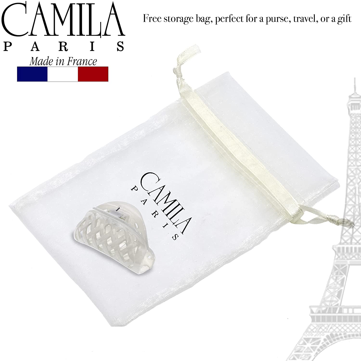 Camila Paris 3.5 Inch Spring Covered French hair clip cellulose acetate