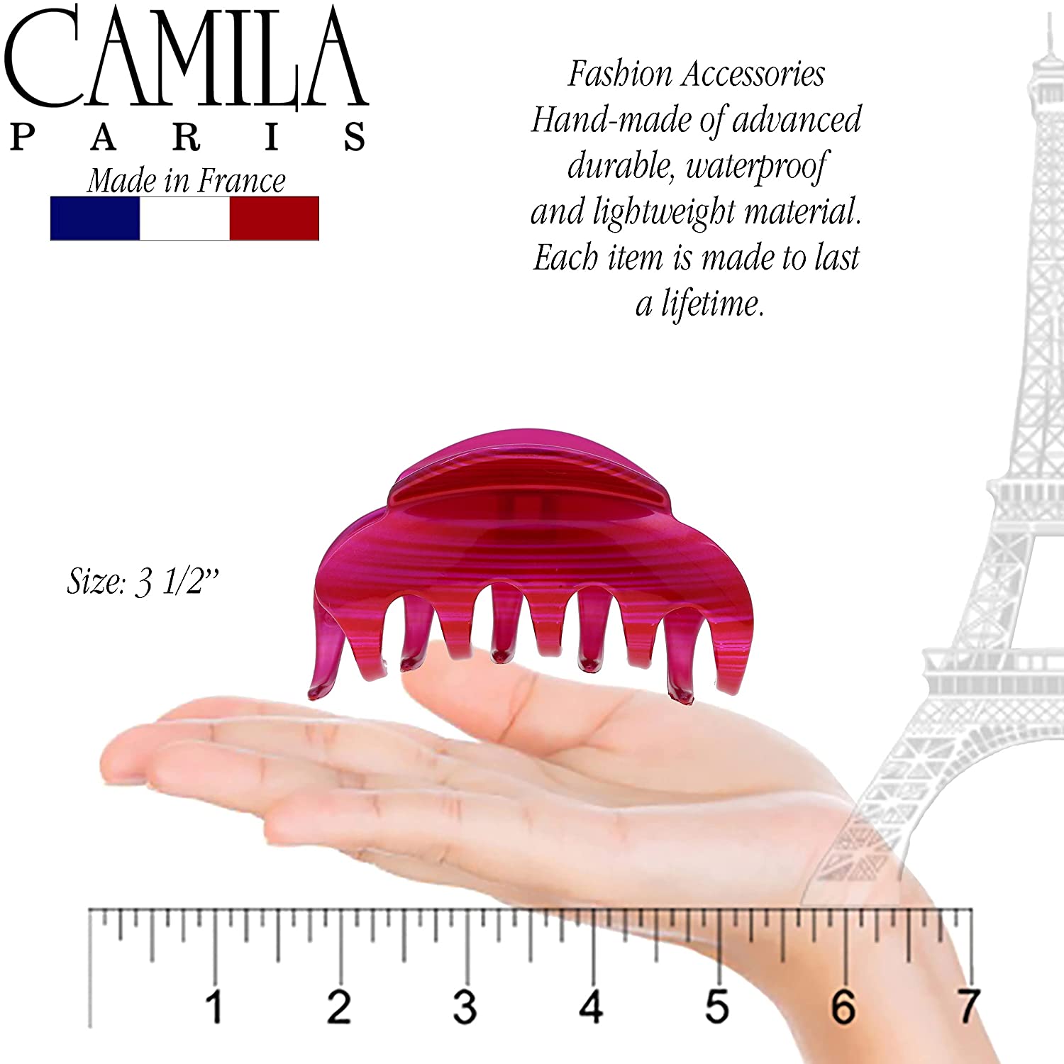 Camila Paris Spring Covered French hair clip cellulose acetate