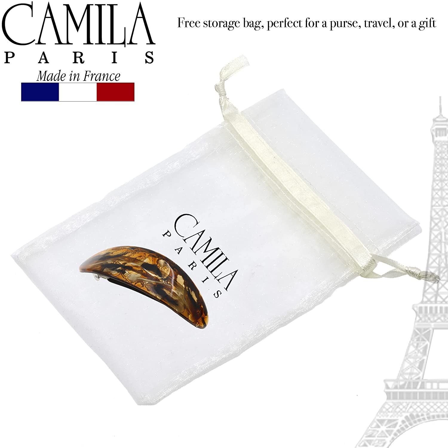 Camila Paris Blue Hand Painted French barrette cellulose acetate