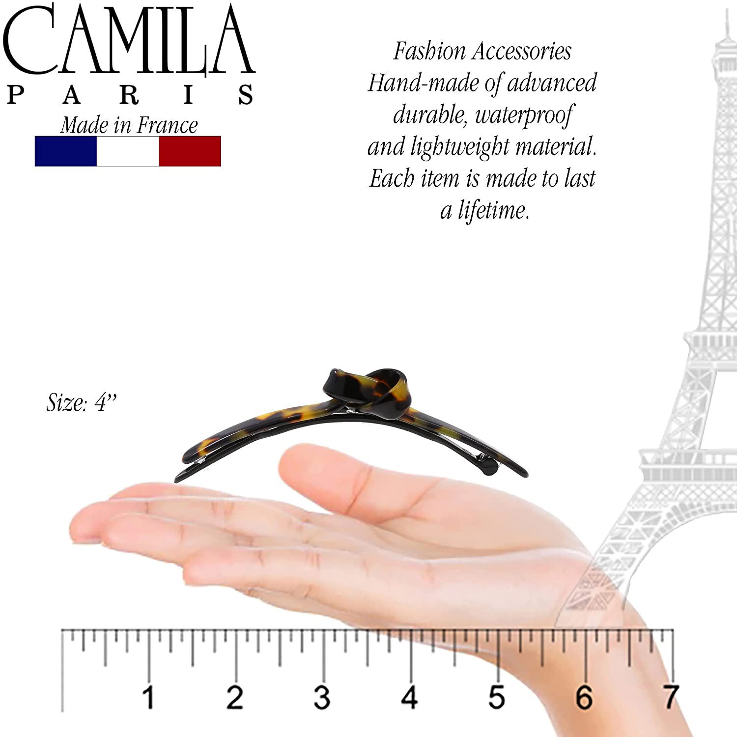Camila Paris Metal-Free French barrette cellulose acetate handmade