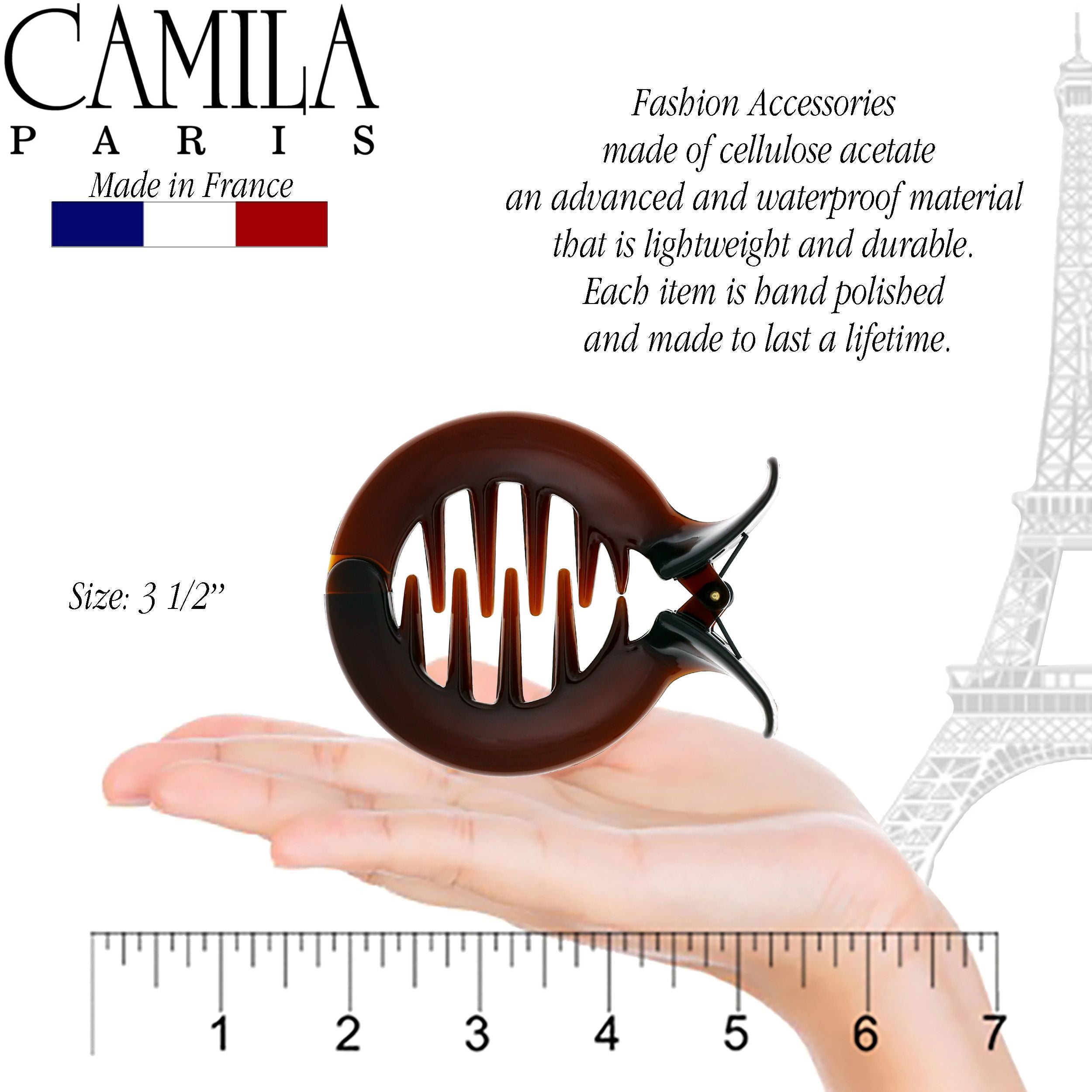 Camila Paris Black French hair clip cellulose acetate