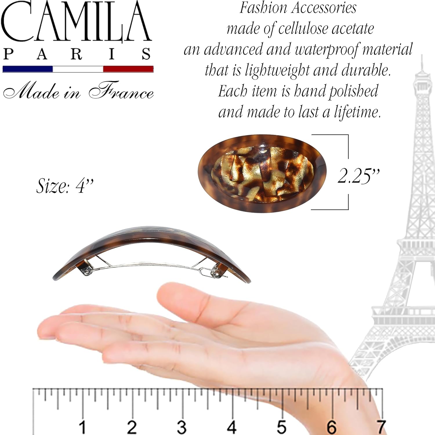 Camila Paris French barrette cellulose acetate handmade
