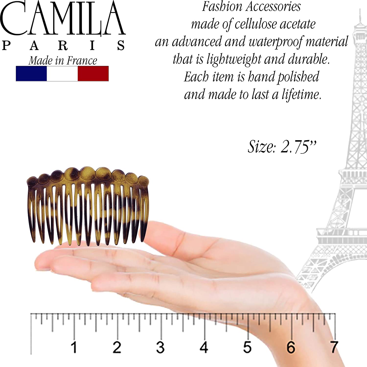 Camila Paris Detangling French side comb cellulose acetate