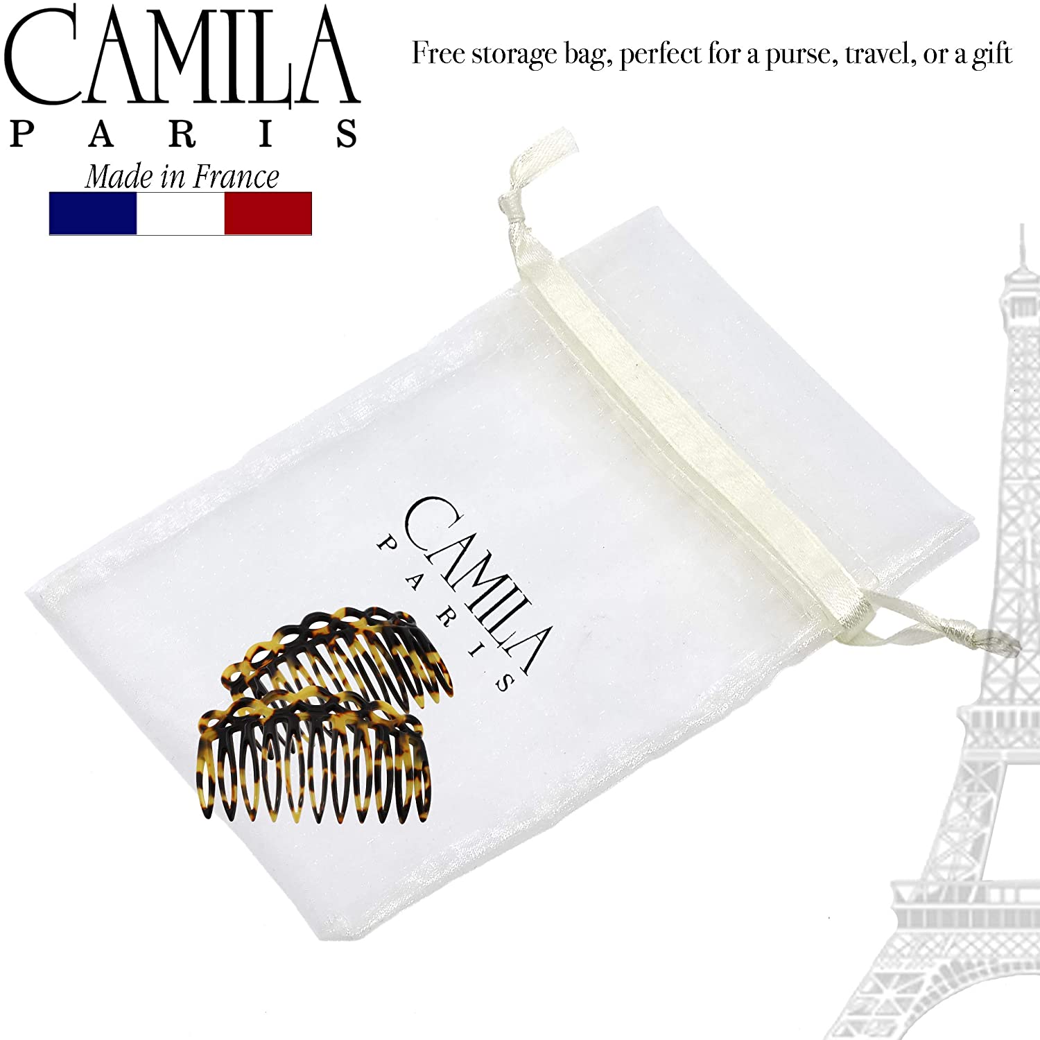 Camila Paris Detangling French side comb cellulose acetate handmade