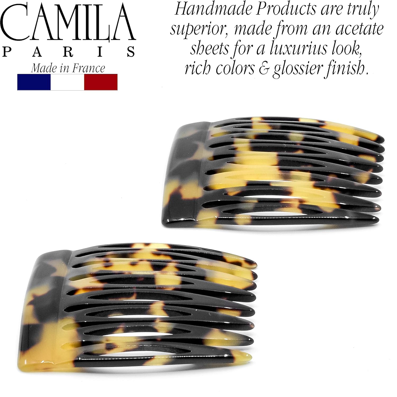 Camila Paris Detangling French side comb cellulose acetate handmade