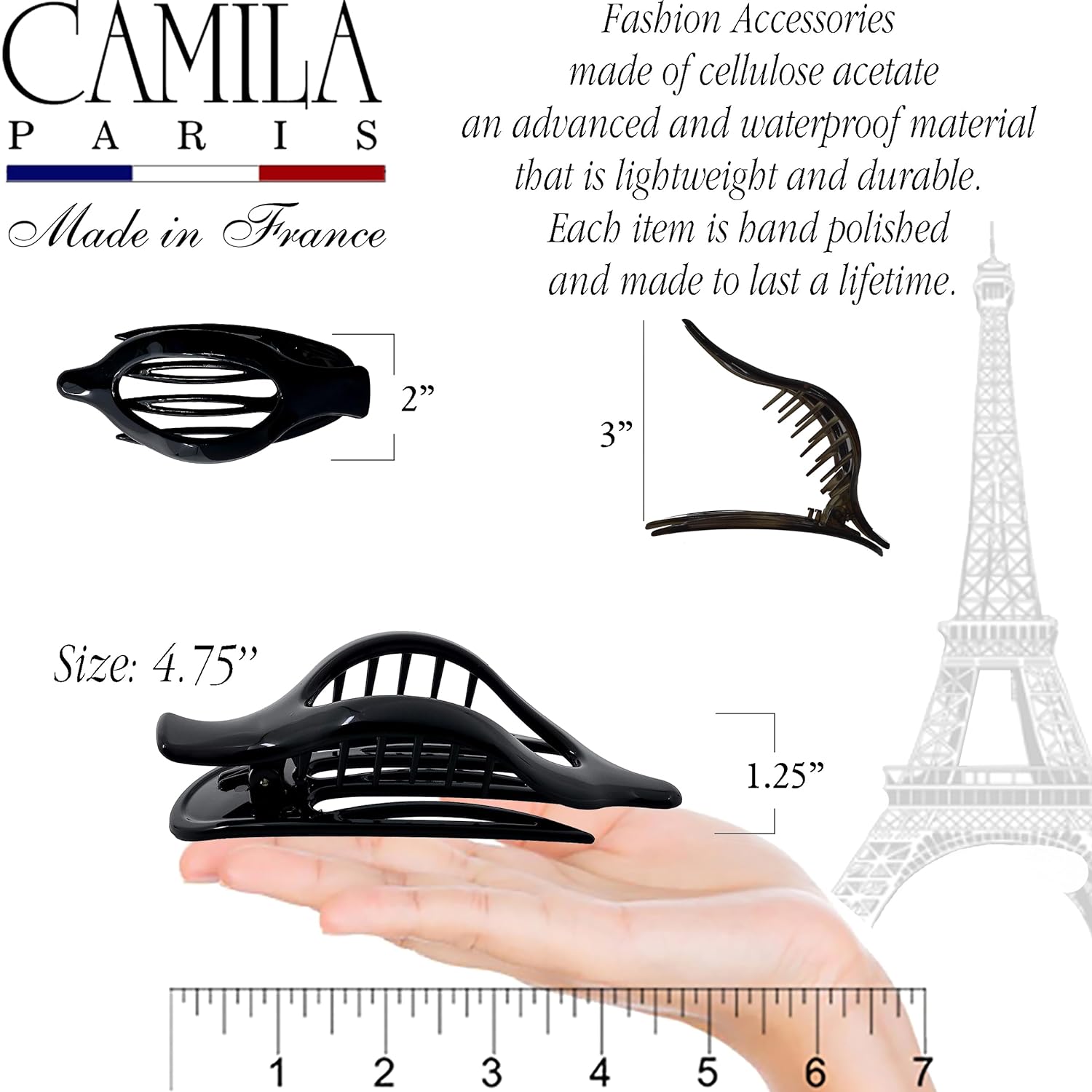Camila Paris French hair clip cellulose acetate