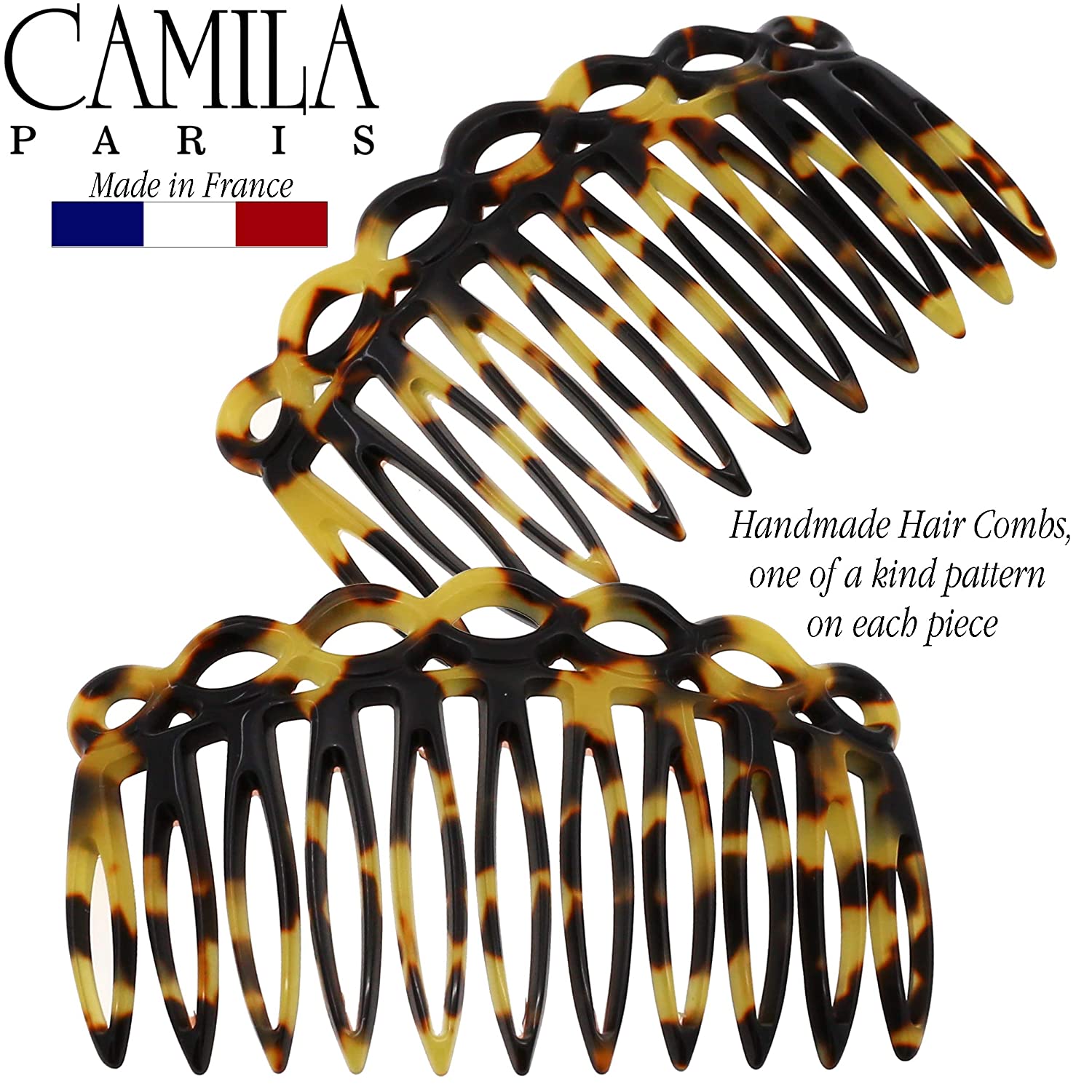 Camila Paris Detangling French side comb cellulose acetate handmade