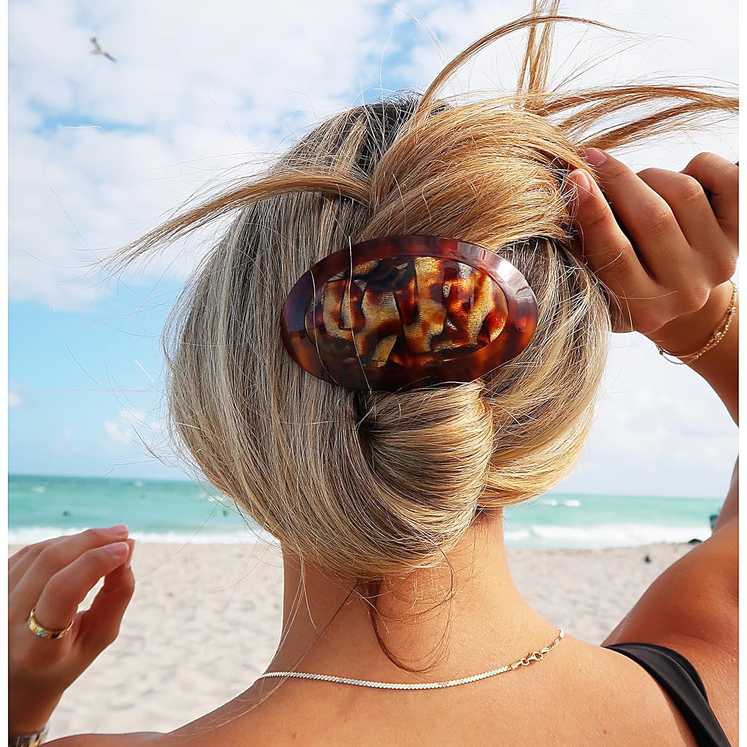 Camila Paris Onyx/Tortoisehsell French barrette cellulose acetate handmade