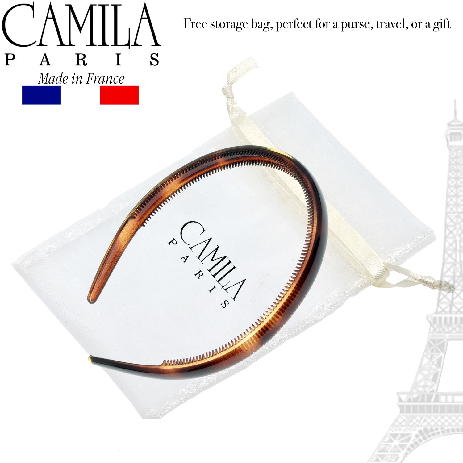 Camila Paris White 0.35 inch Classic Comfort French headband cellulose acetate