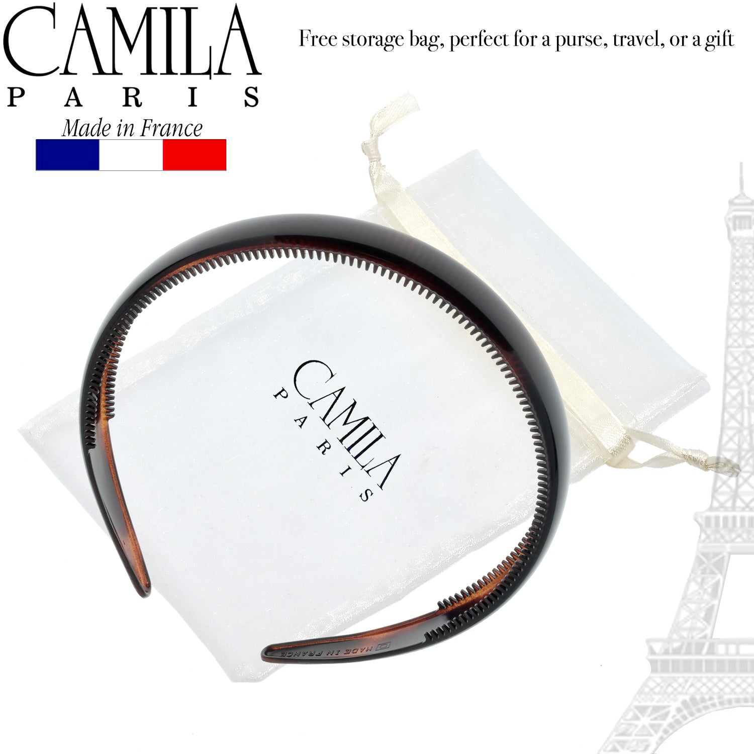 Camila Paris White 0.5 inch Classic Comfort French headband cellulose acetate