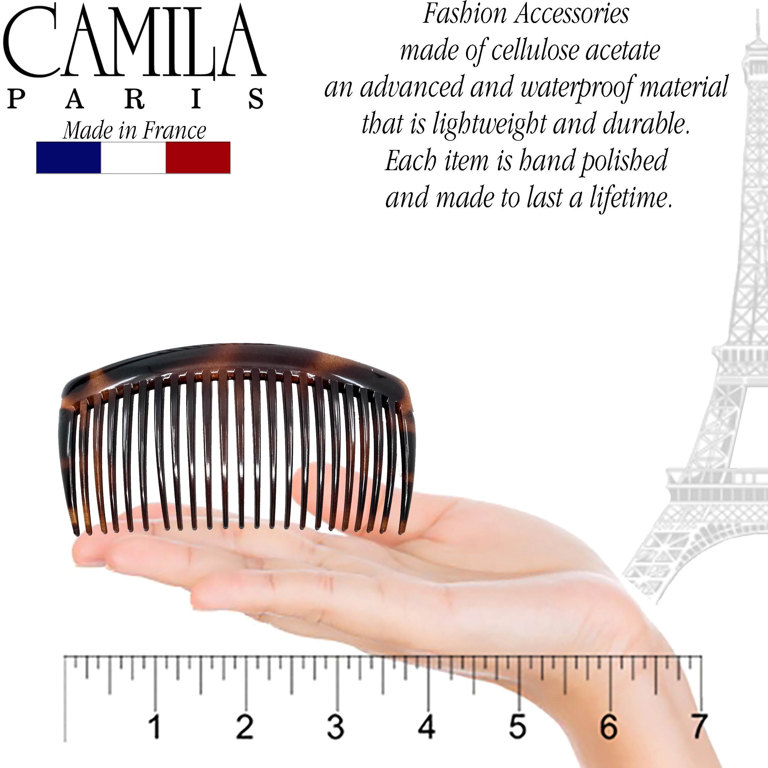 Camila Paris Nude Detangling French side comb cellulose acetate
