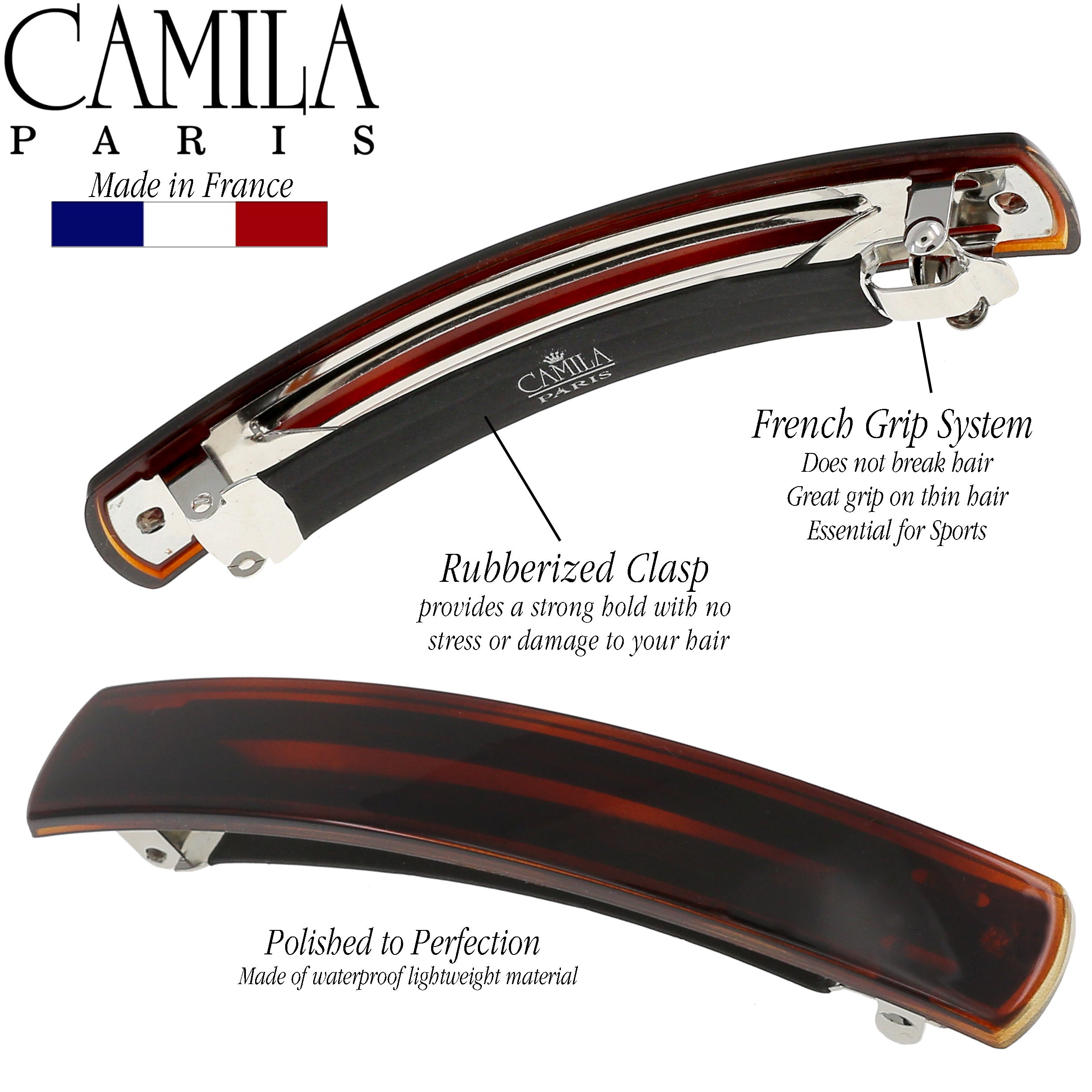 Camila Paris Round Edge French barrette cellulose acetate