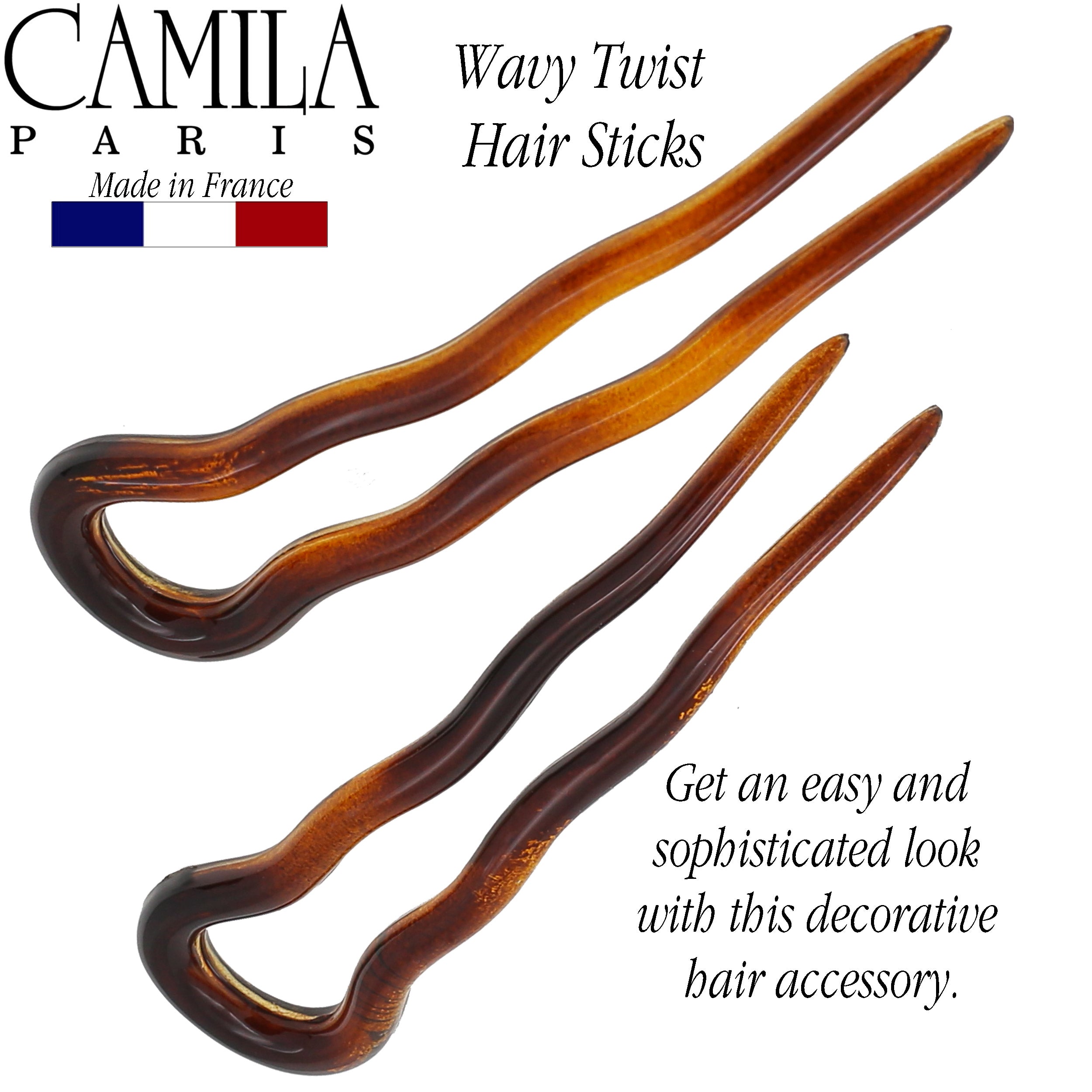 Camila Paris 3.5" French hair stick cellulose acetate