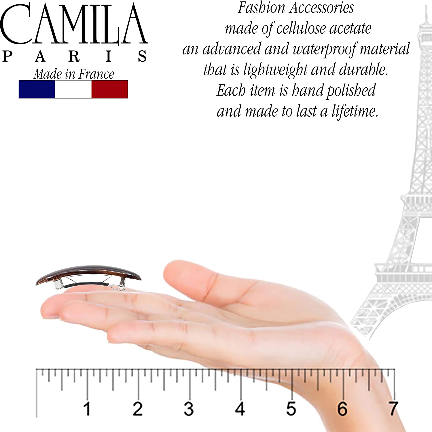 Camila Paris Black French barrette cellulose acetate