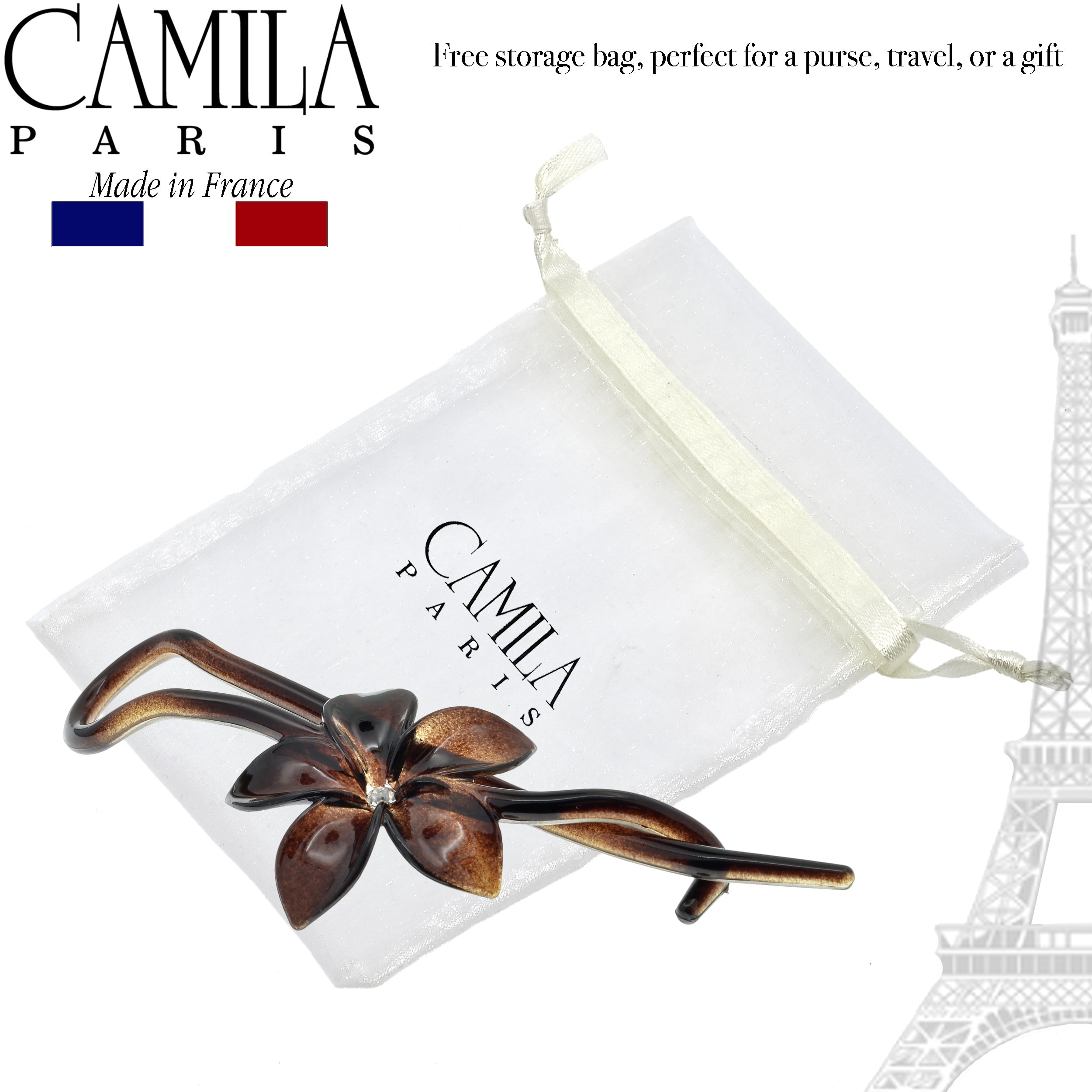 Camila Paris White Flow French hair stick cellulose acetate