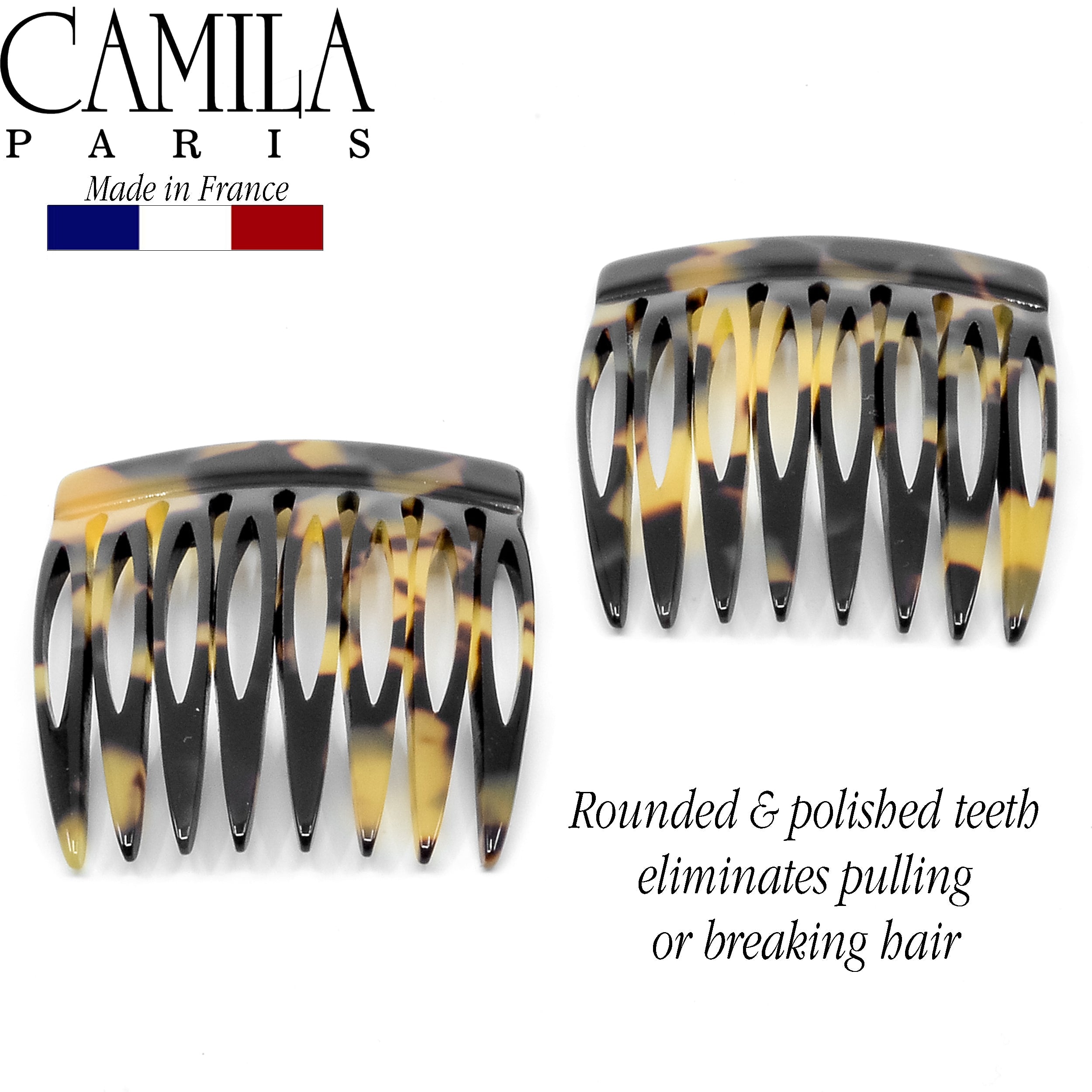 Camila Paris Detangling French side comb cellulose acetate handmade