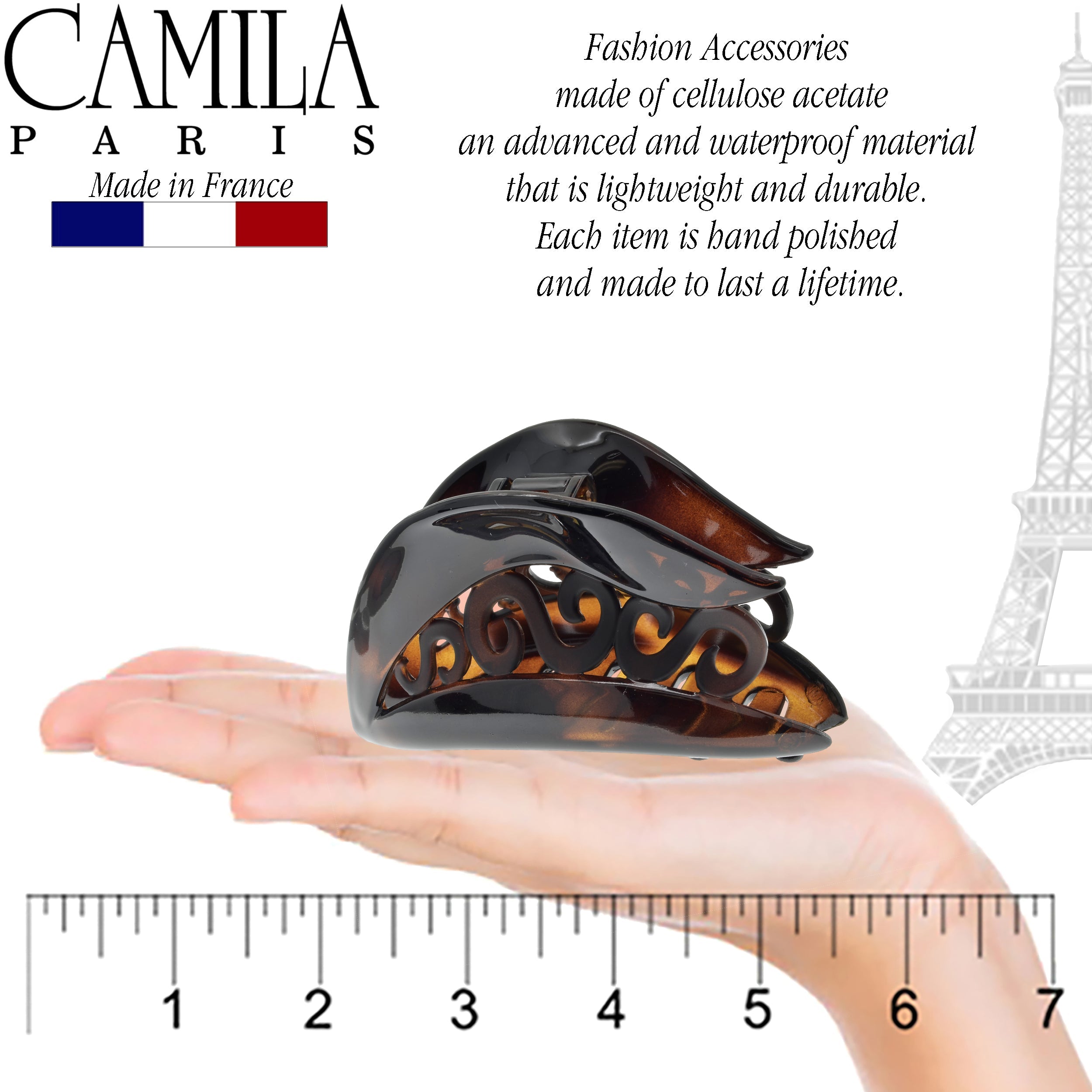 Camila Paris White French hair clip cellulose acetate