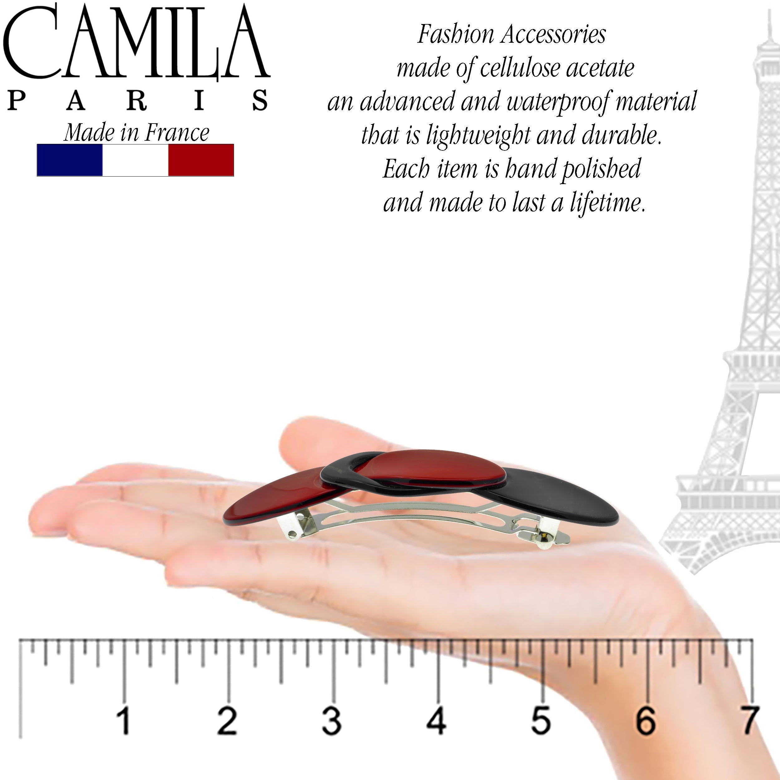 Camila Paris Beige French barrette cellulose acetate handmade