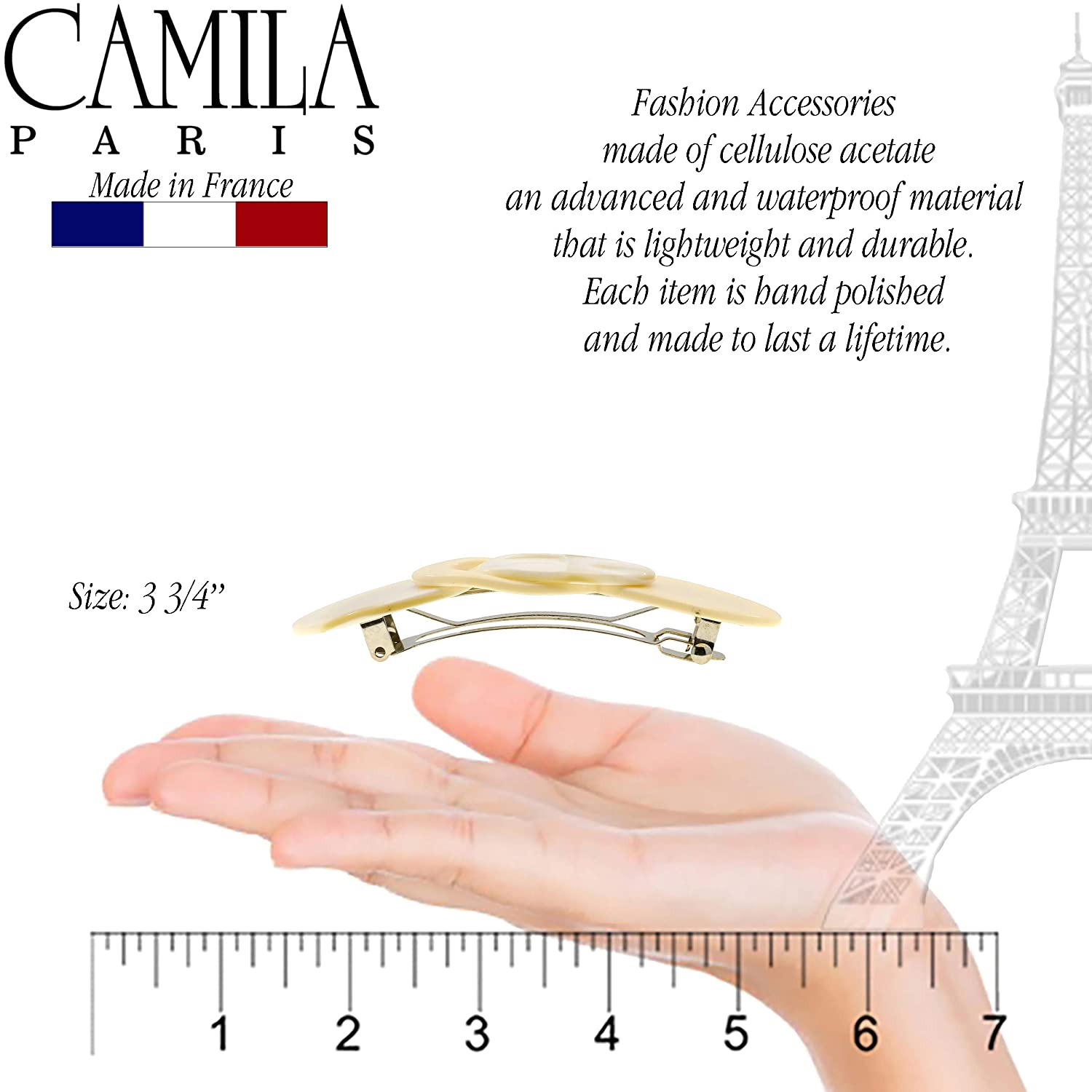 Camila Paris French barrette cellulose acetate handmade