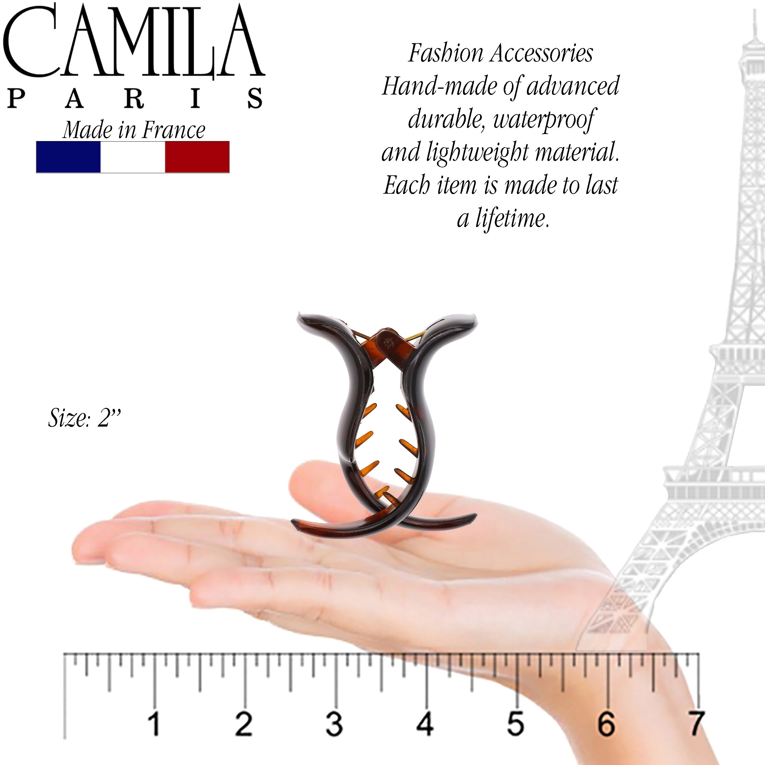 Camila Paris Black French hair clip cellulose acetate