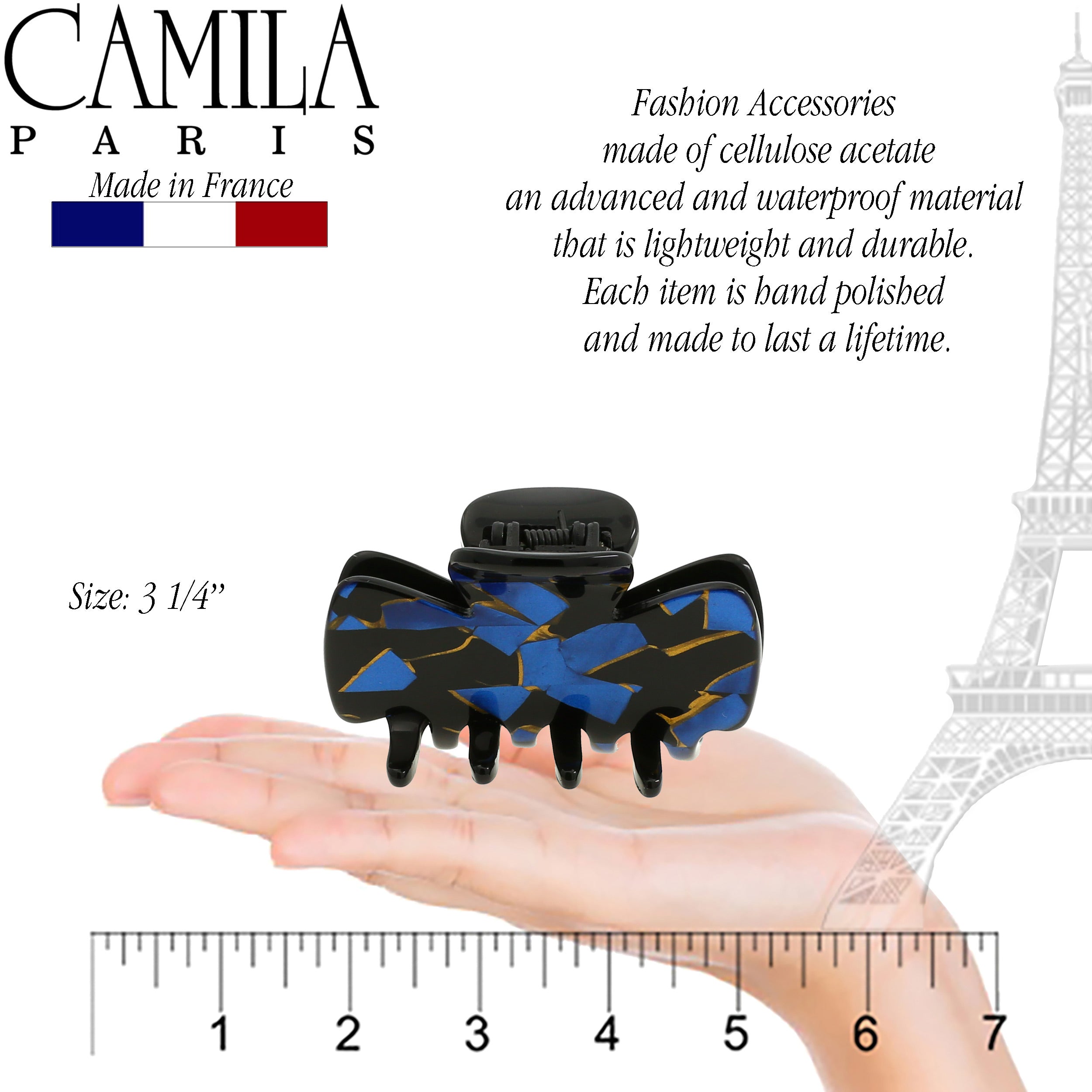 Camila Paris French hair clip cellulose acetate handmade