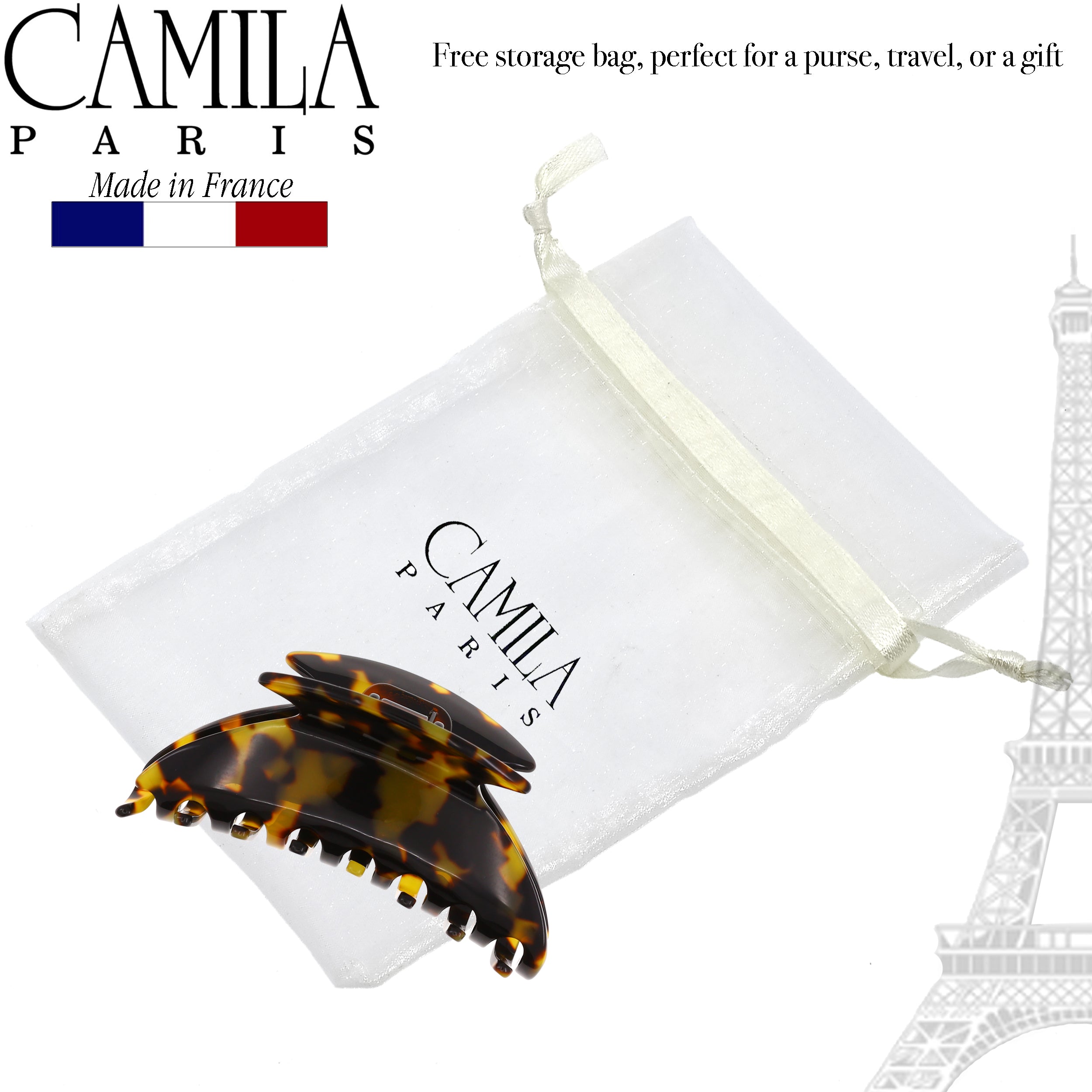 Camila Paris Spring Covered French hair clip cellulose acetate handmade
