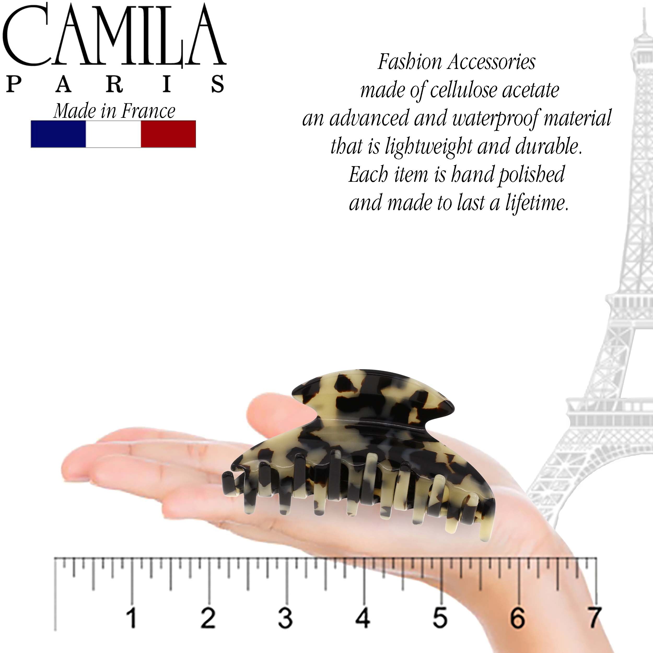 Camila Paris 2.75 Inch Spring Covered French hair clip cellulose acetate handmade