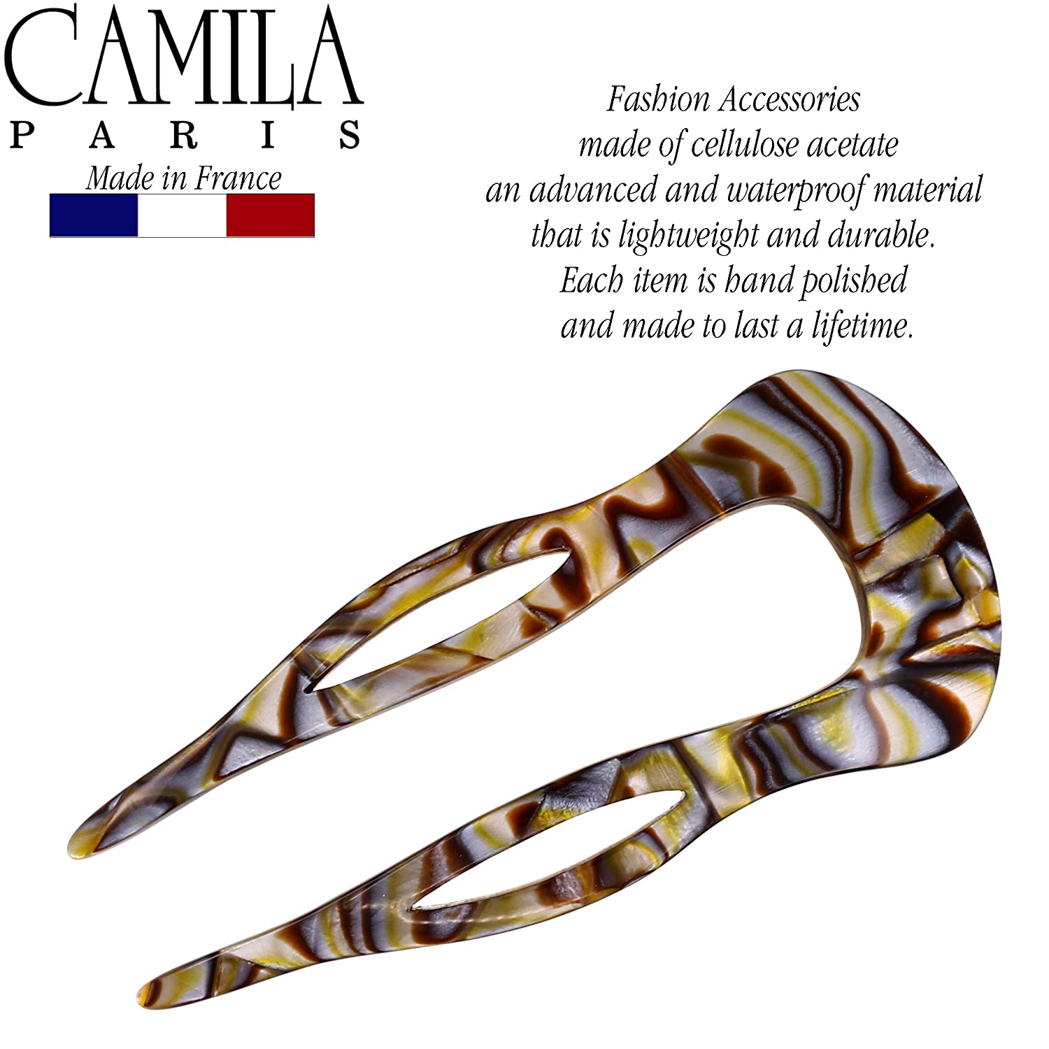 Camila Paris Gold French hair stick cellulose acetate