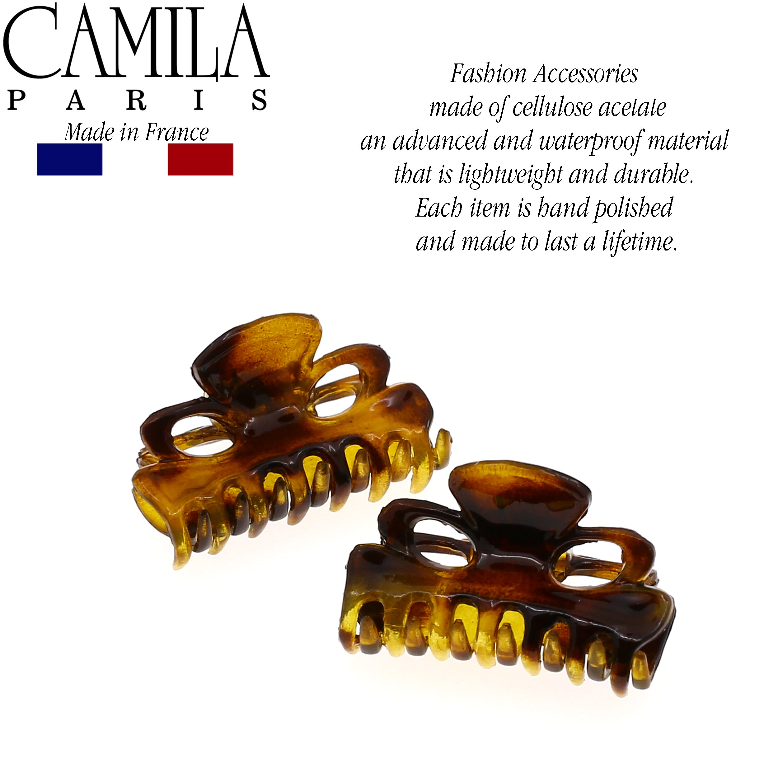 Camila Paris Black Elizabeth French hair clip cellulose acetate