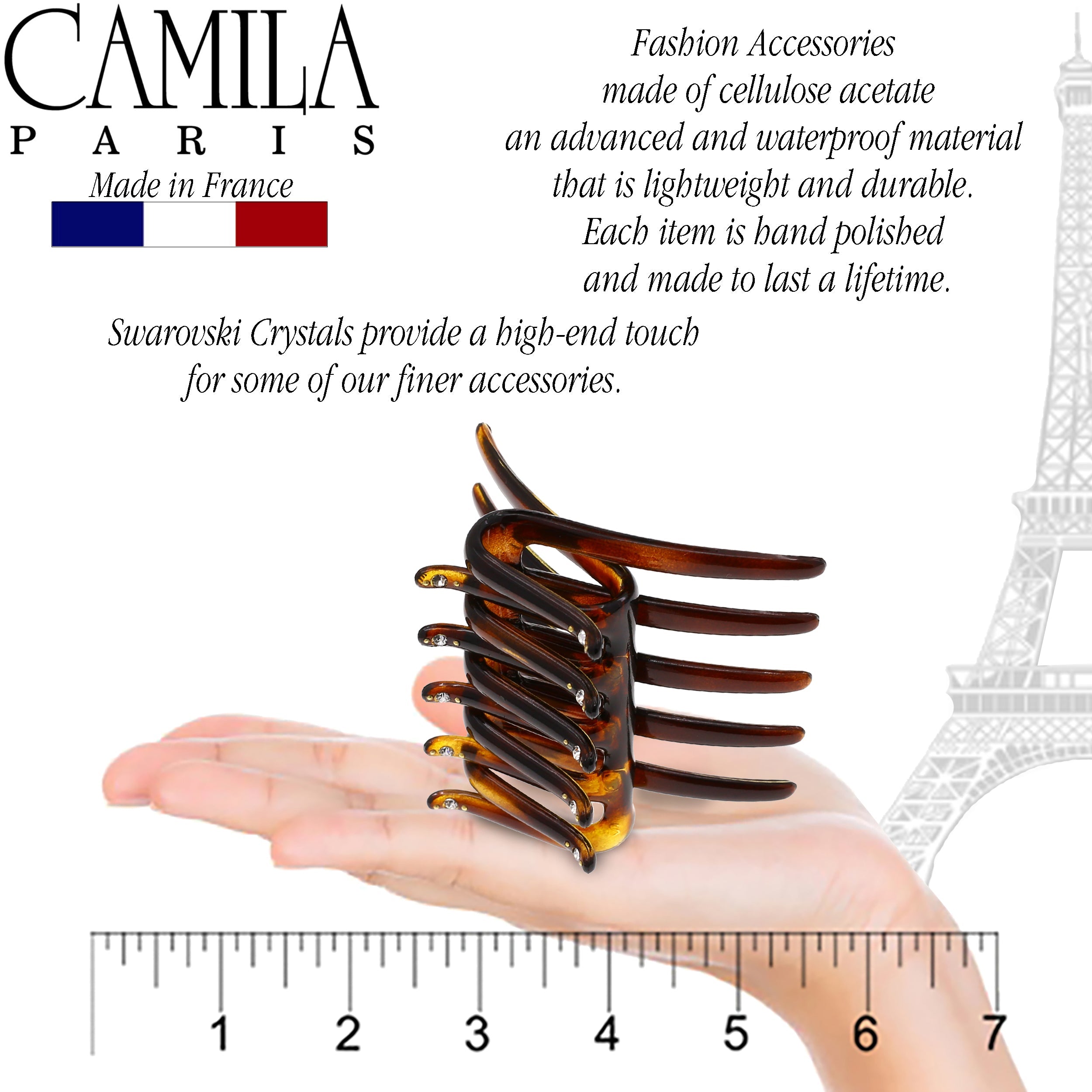 Camila Paris Beige Detangling French side comb cellulose acetate