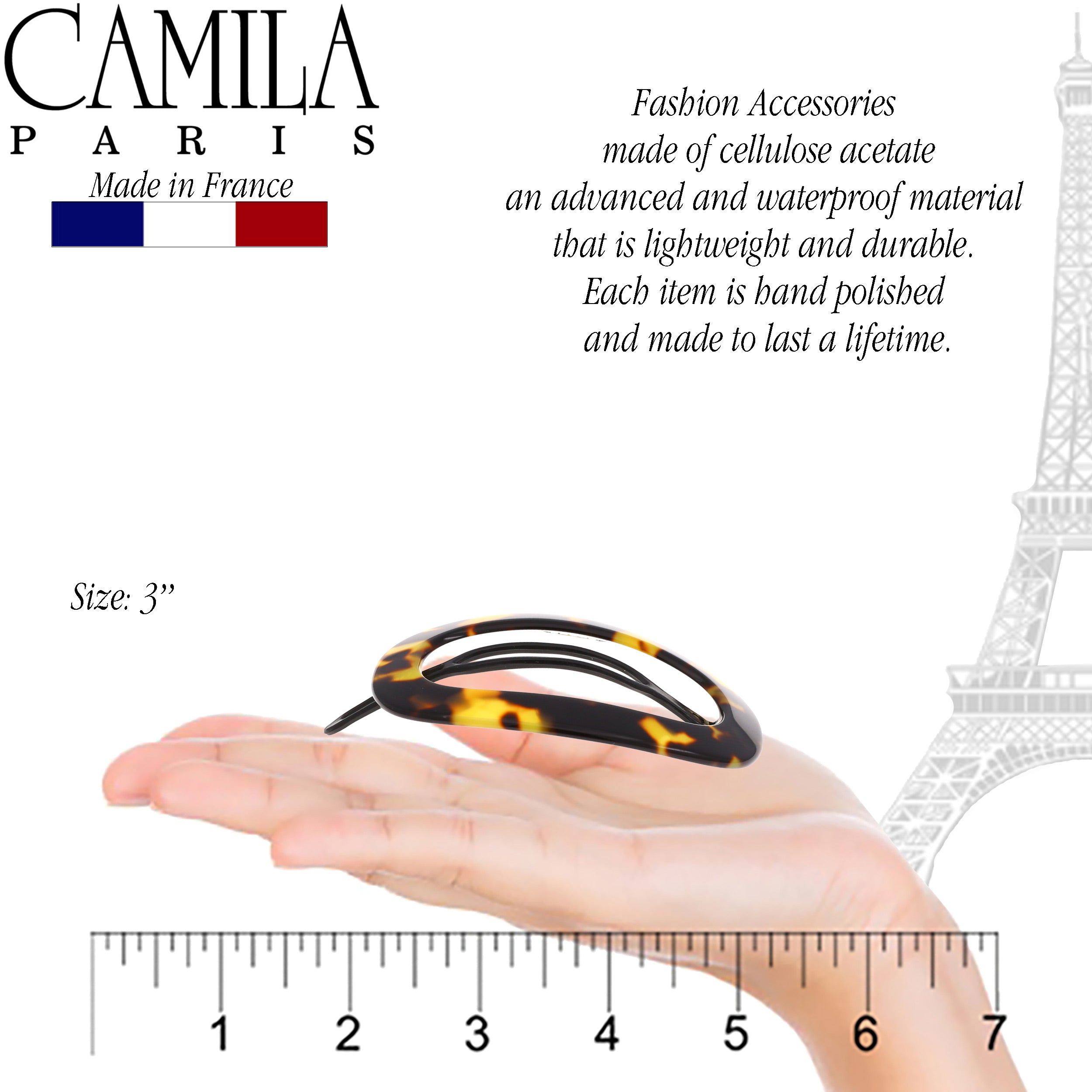 Camila Paris Metal-Free French barrette cellulose acetate handmade