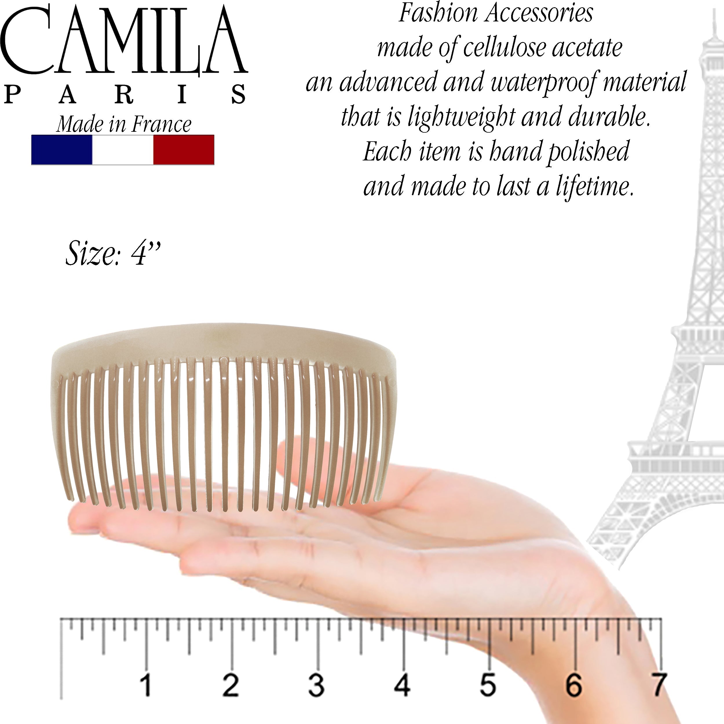 Camila Paris Detangling French side comb cellulose acetate