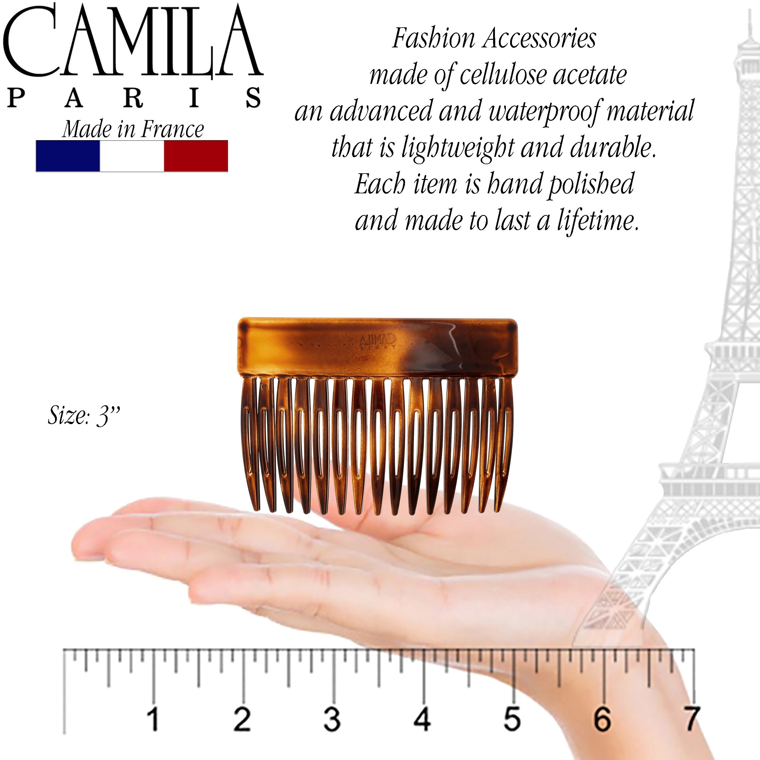 Camila Paris Detangling French side comb cellulose acetate