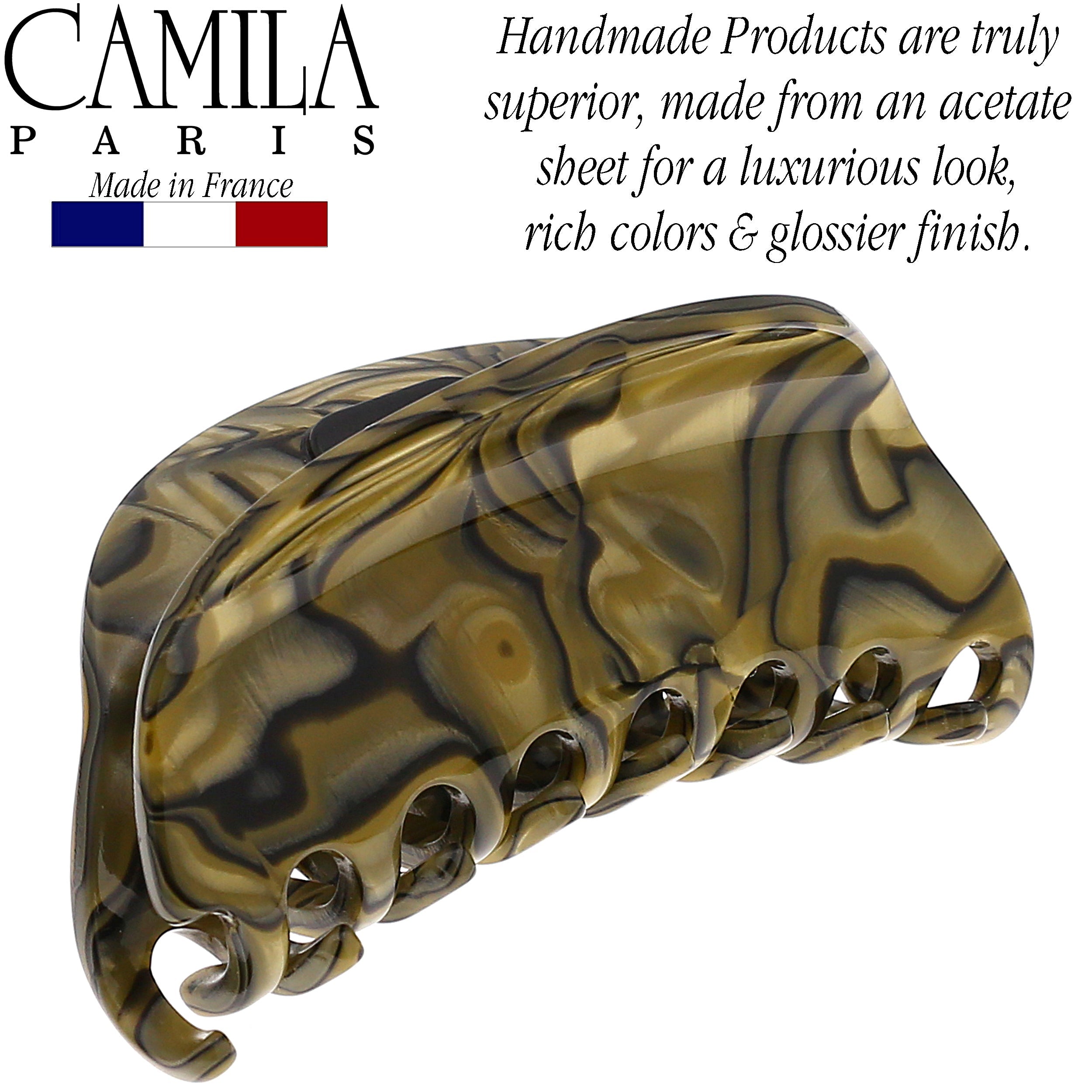 Camila Paris Bronze Spring Covered French hair clip cellulose acetate handmade
