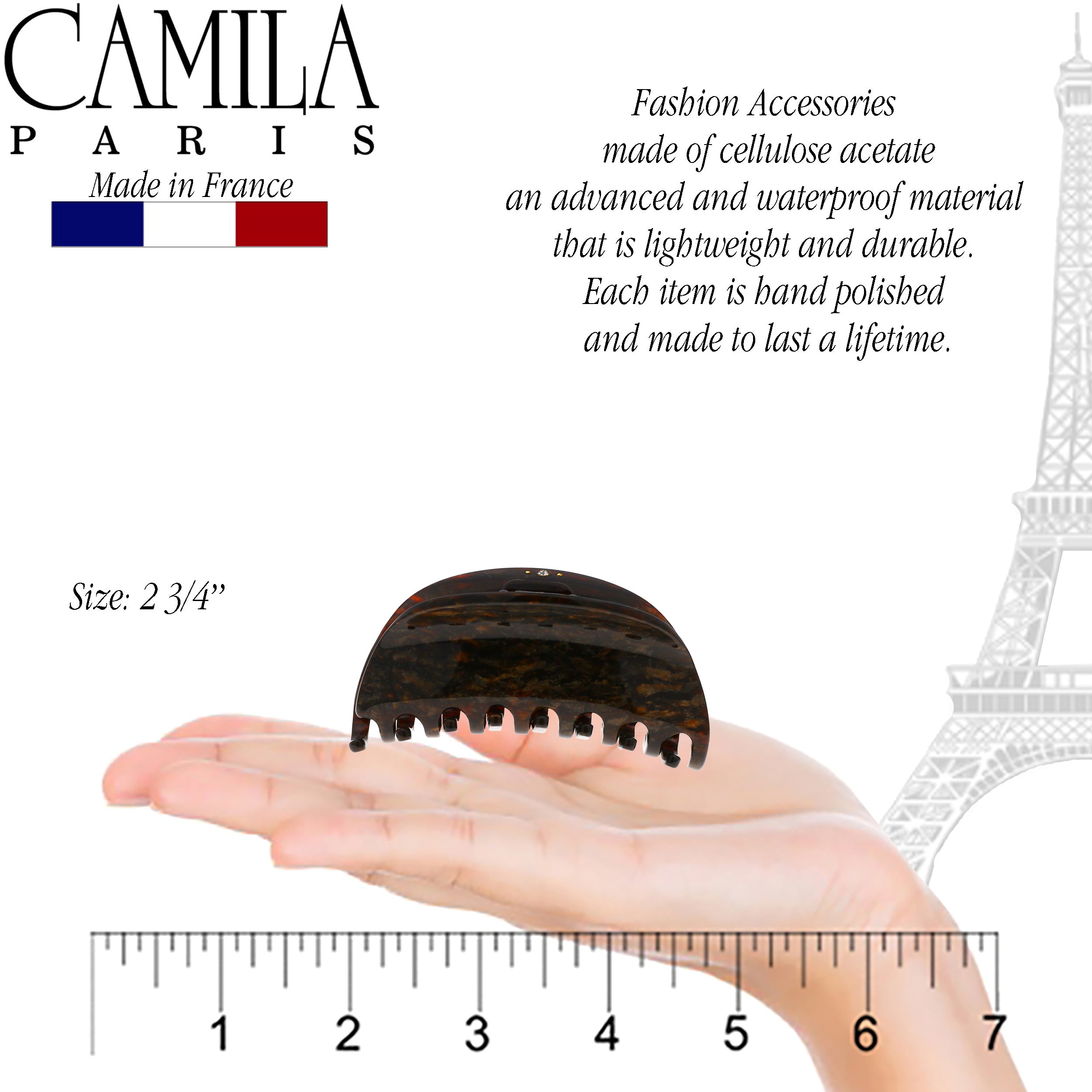 Camila Paris Spring Covered French hair clip cellulose acetate handmade