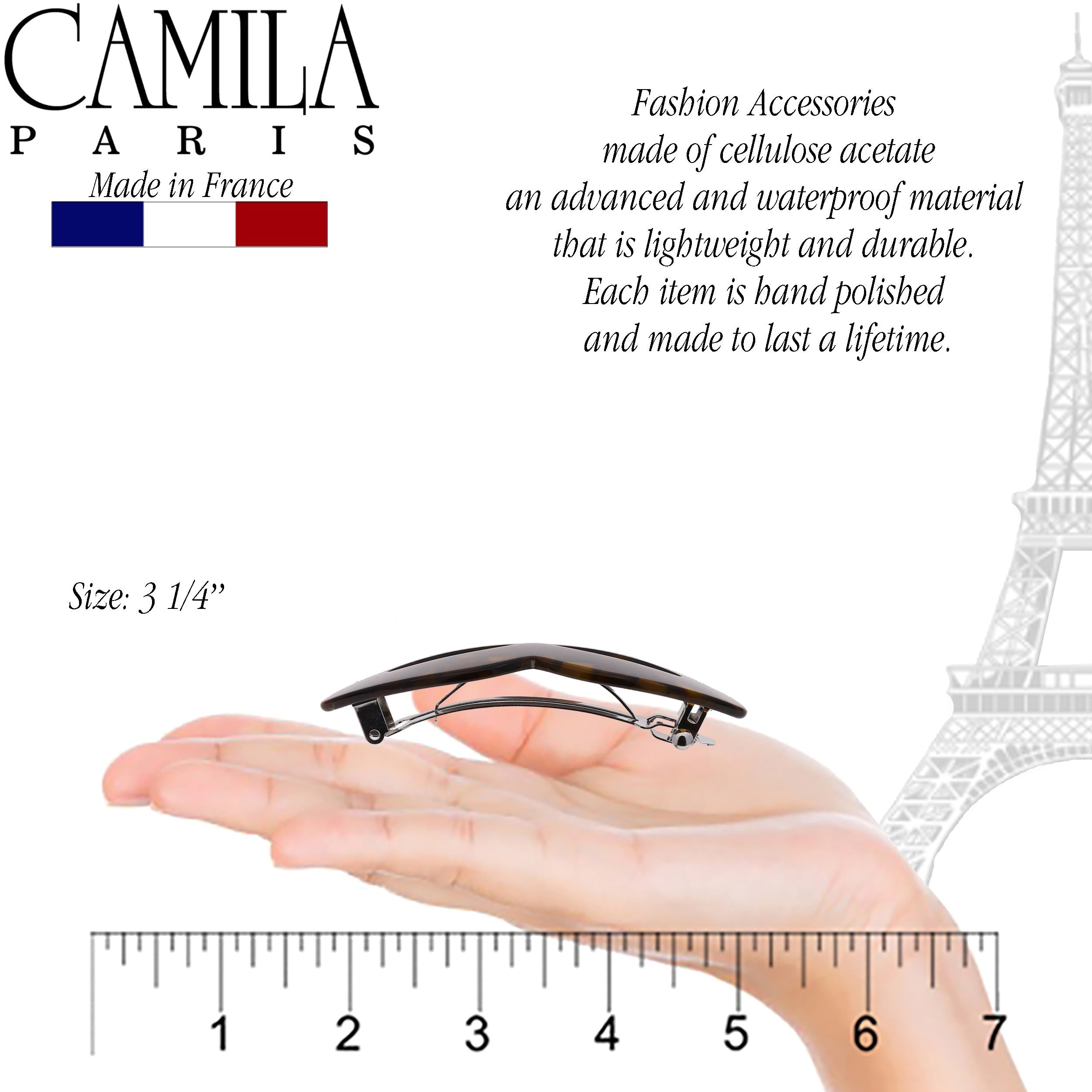 Camila Paris 3.5 Inch French barrette cellulose acetate handmade