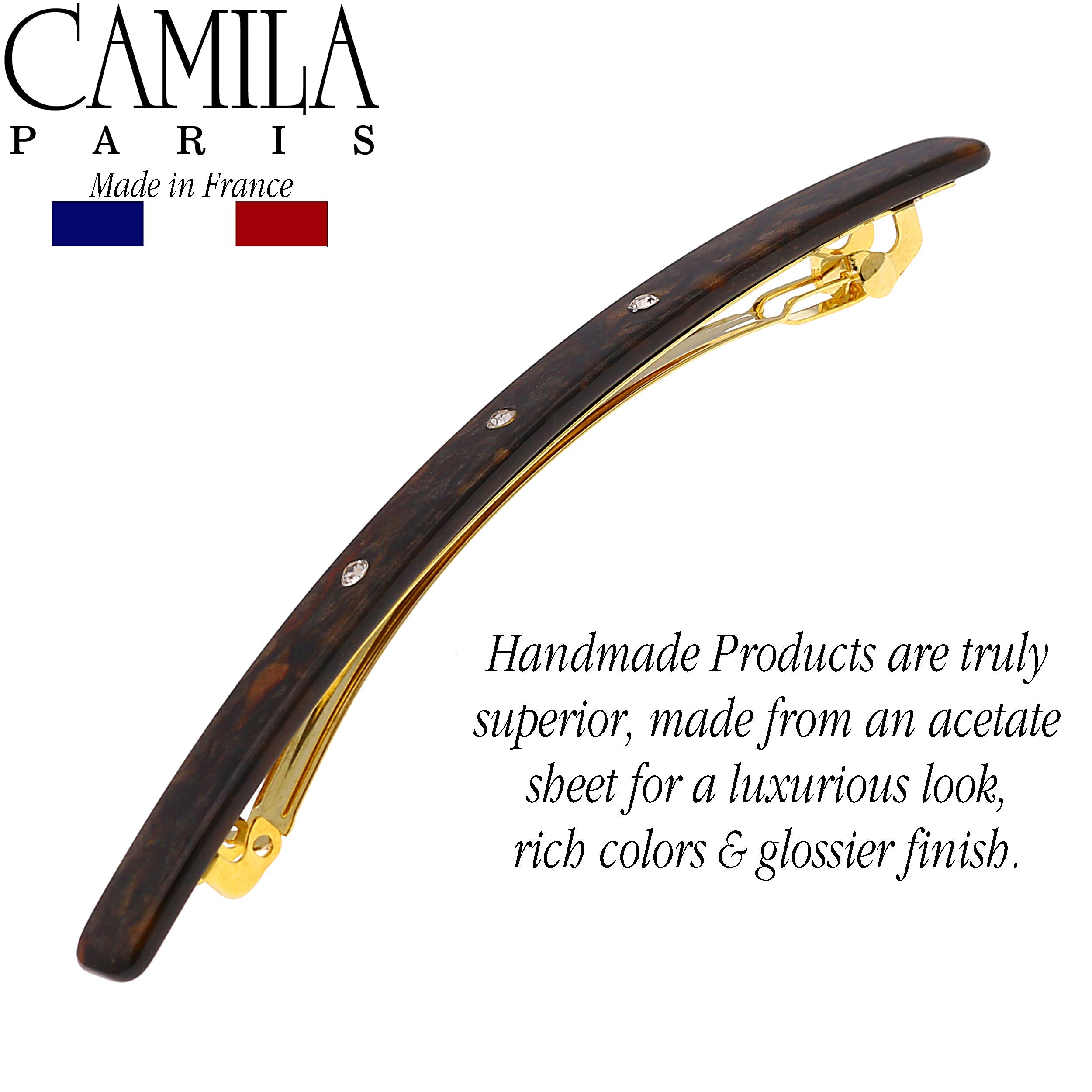 Camila Paris Gray French barrette cellulose acetate