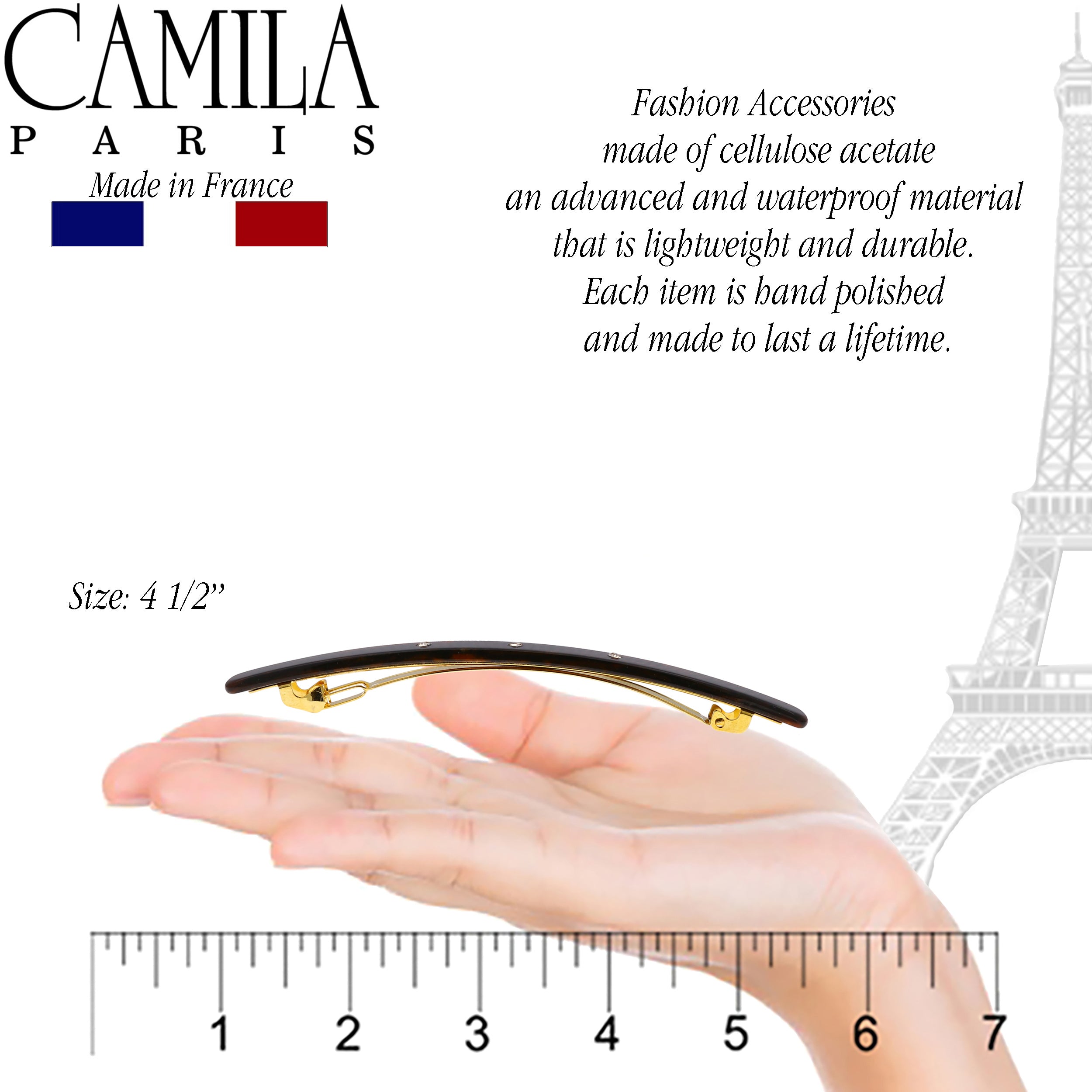 Camila Paris Black French barrette cellulose acetate