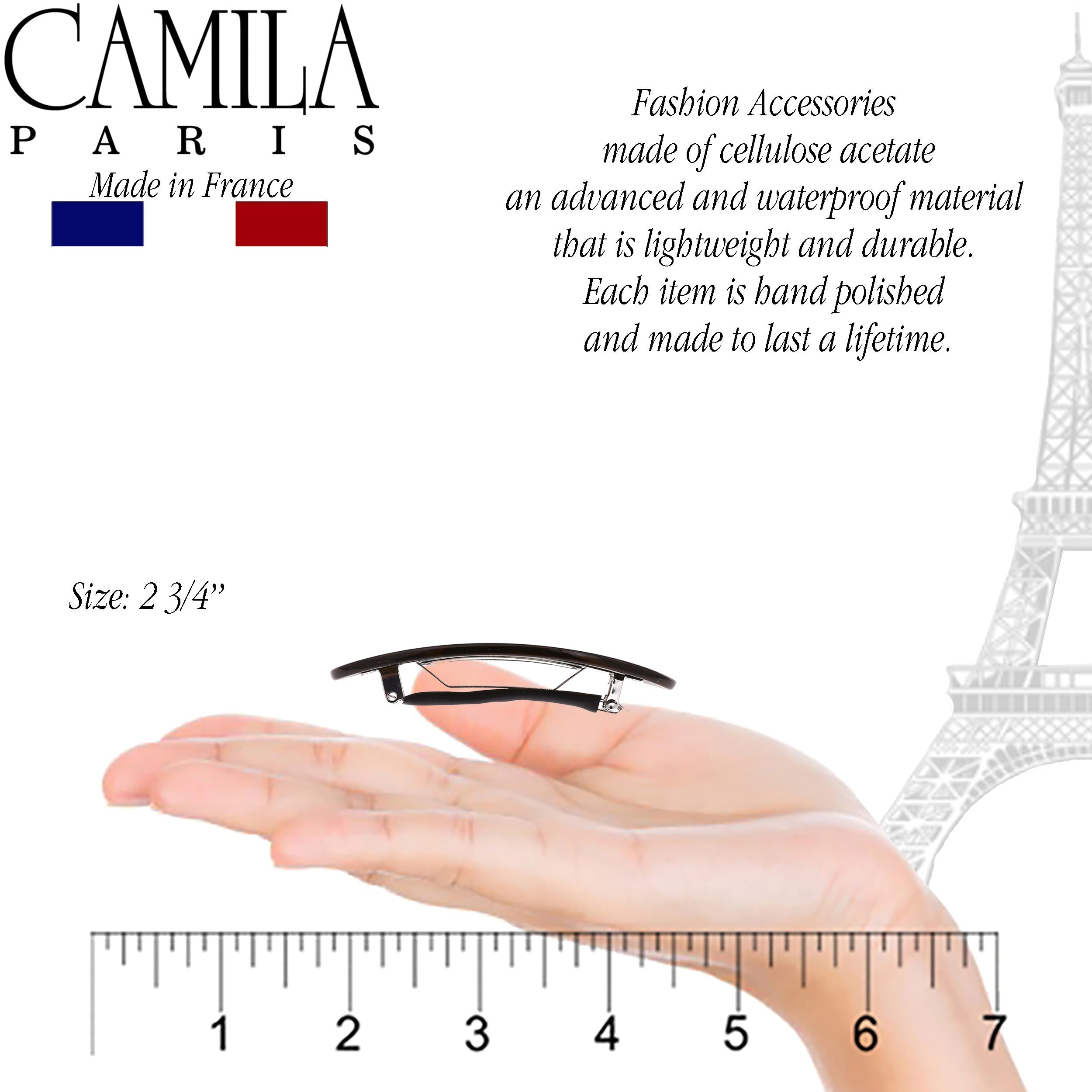 Camila Paris Blue French barrette cellulose acetate handmade