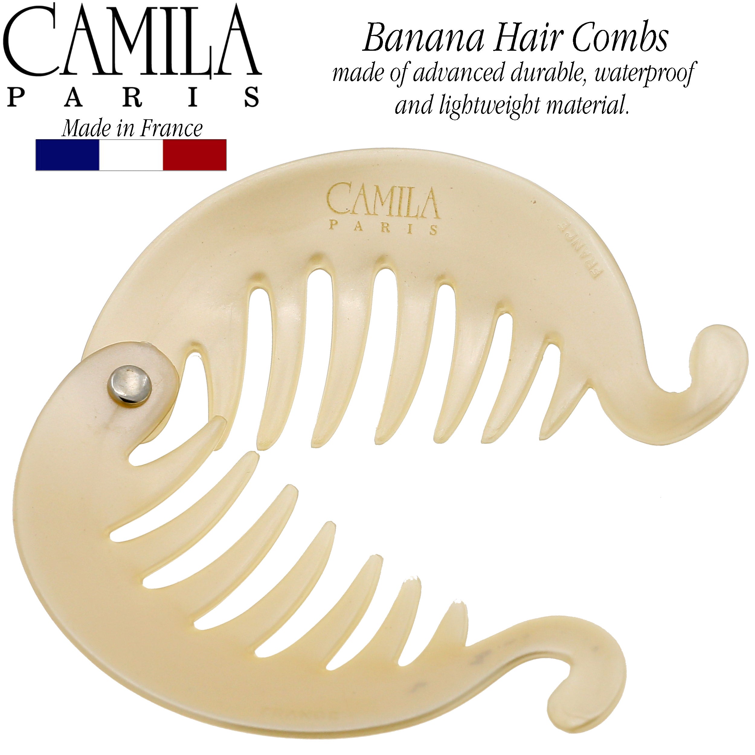 Camila Paris Beige French banana clip cellulose acetate